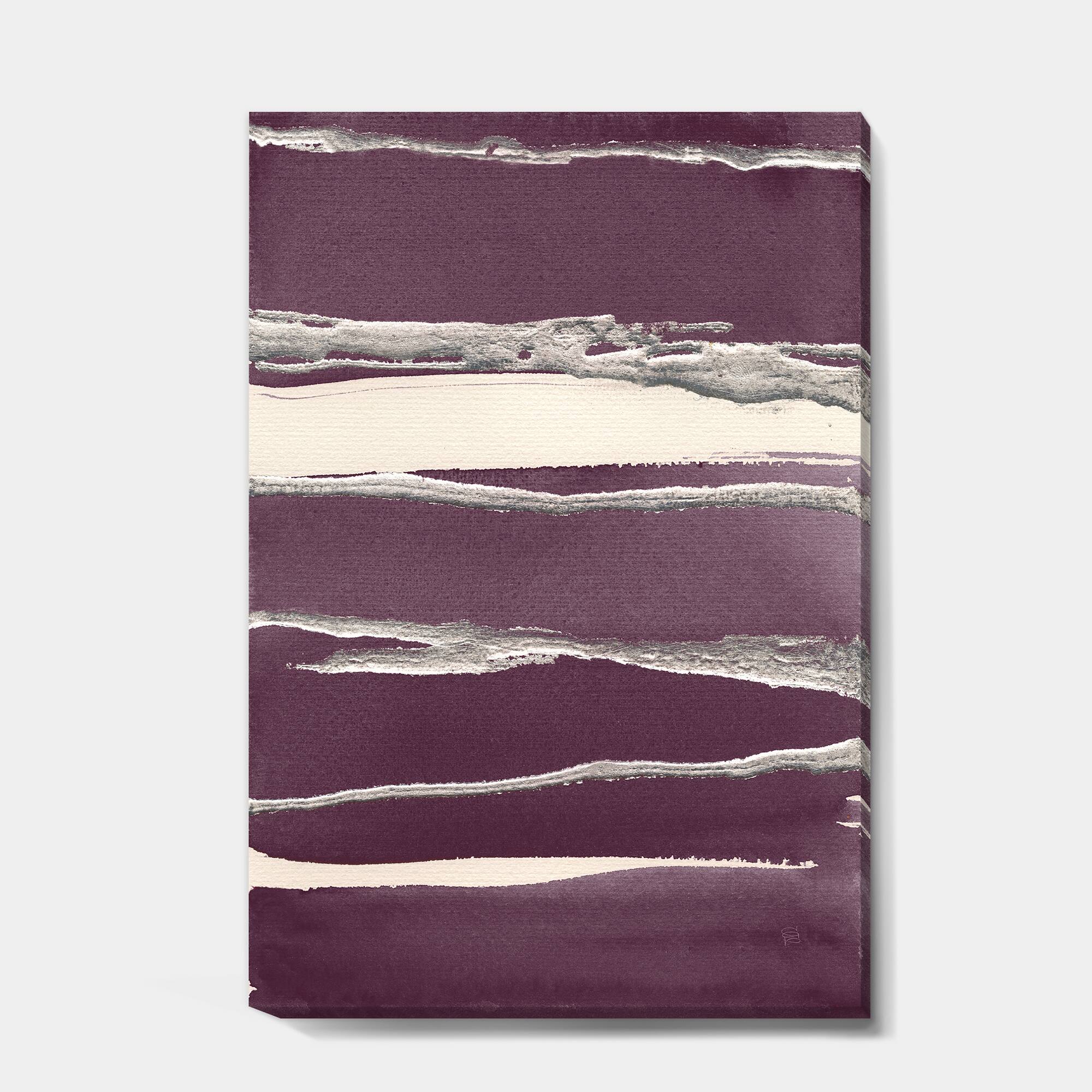 Designart - Shabby Watercolor on Purple III - Shabby Chic Premium Canvas Wall Art
