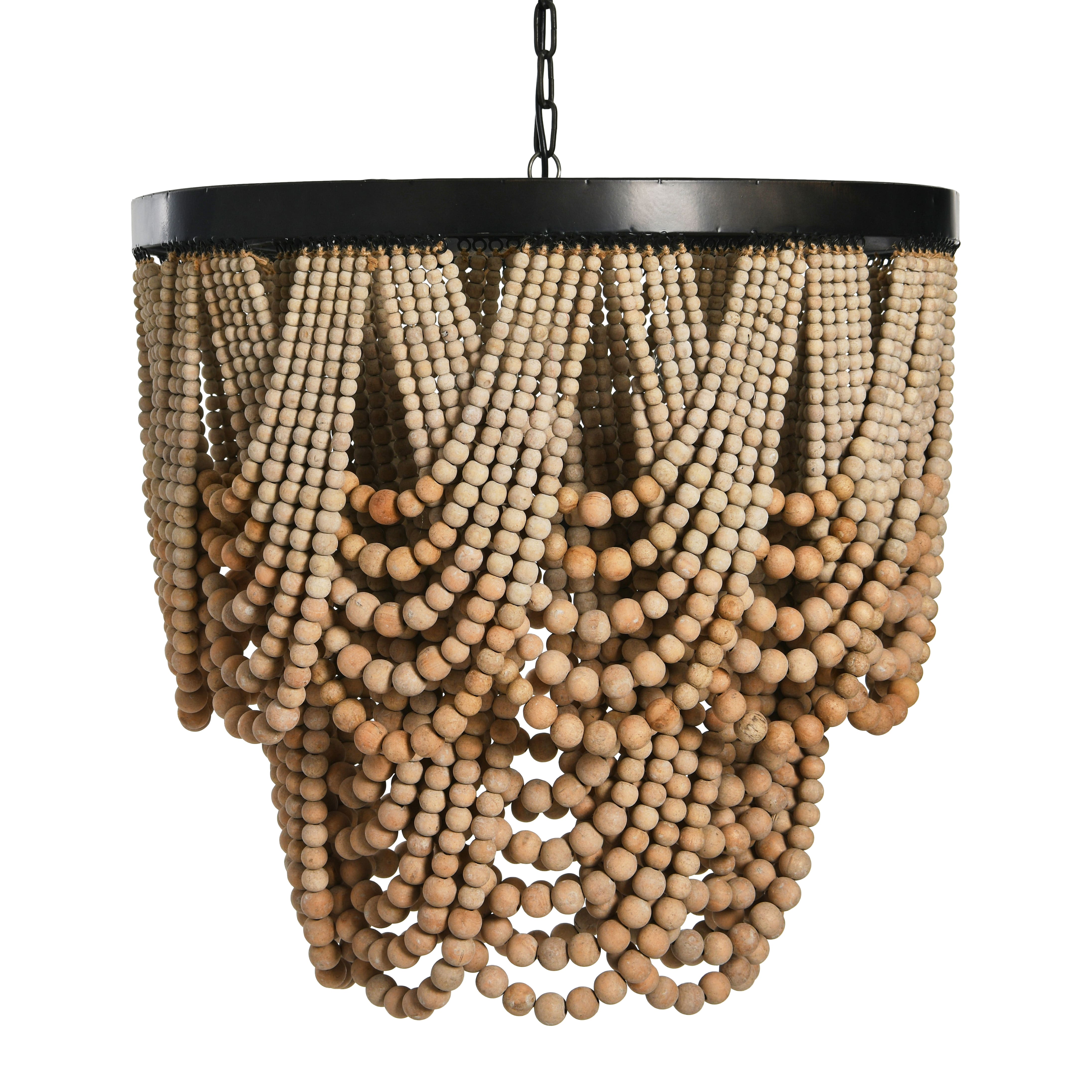 Hello Honey® 27.5" 2-Tier Draped Wood Bead Chandelier