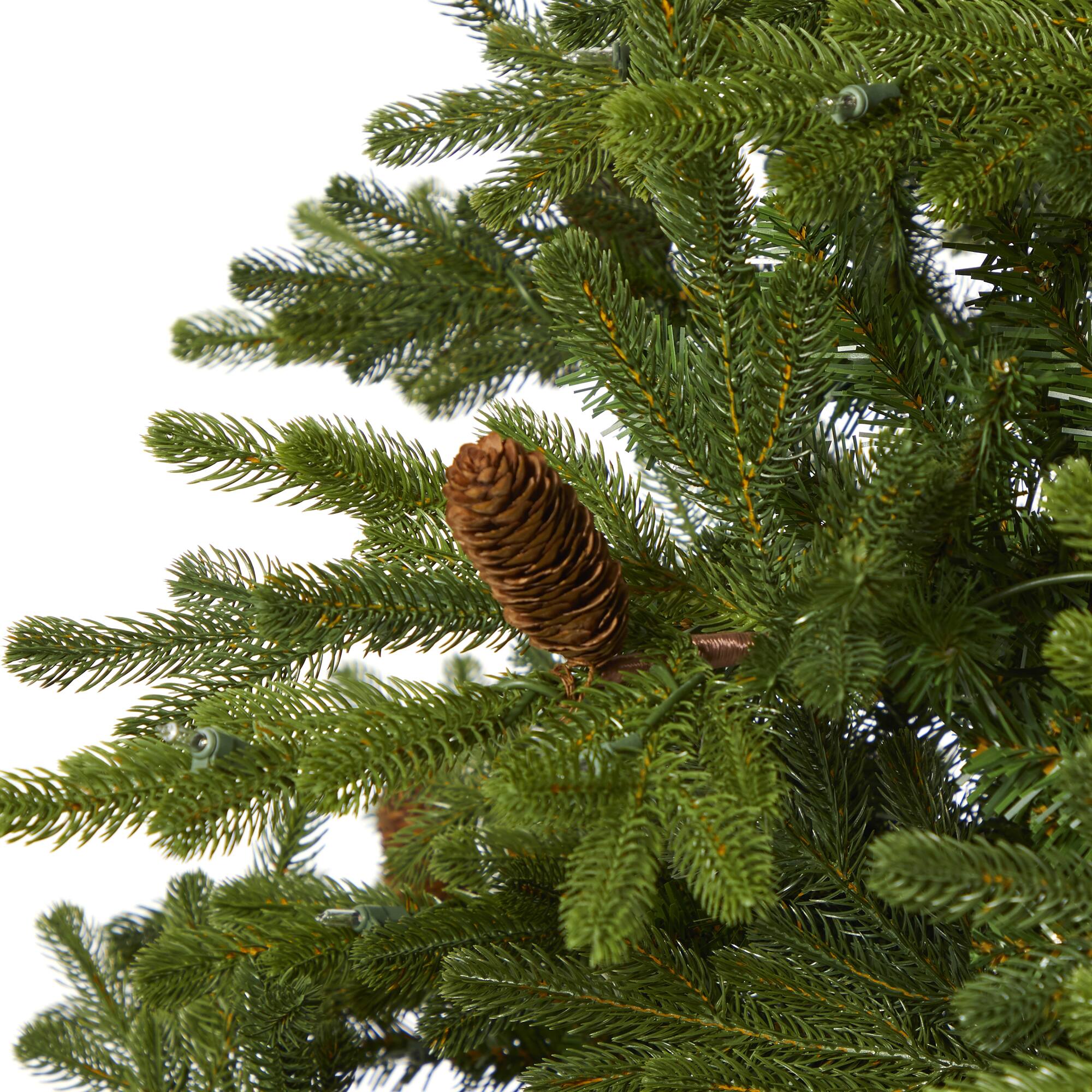 7.5ft. Pre-Lit Yukon Mountain Fir &#x26; Pinecones Artificial Christmas Tree with Clear Lights