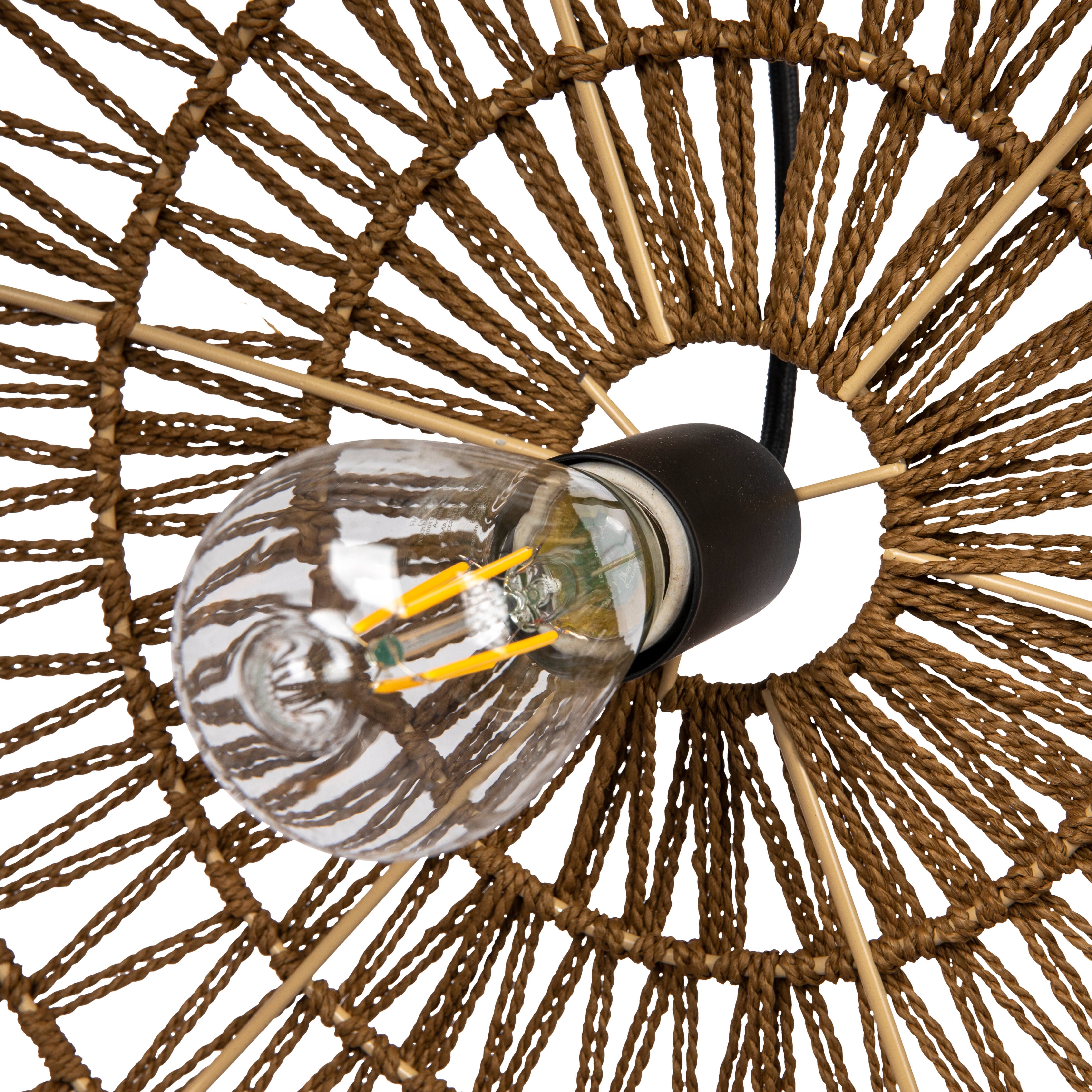 Hello Honey&#xAE; 19.5&#x22; Boho Open Weave Metal and Paper Rope Ceiling Light