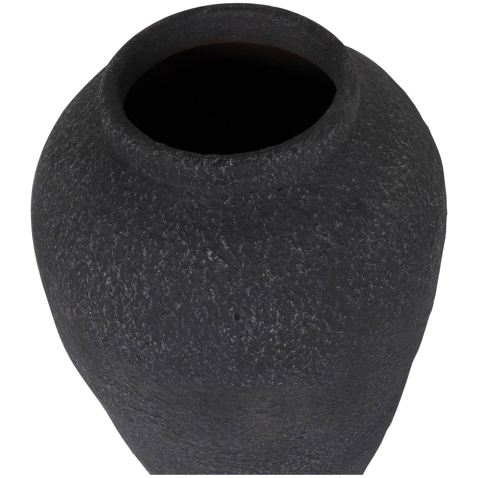 20" Black Ceramic Textured Vase