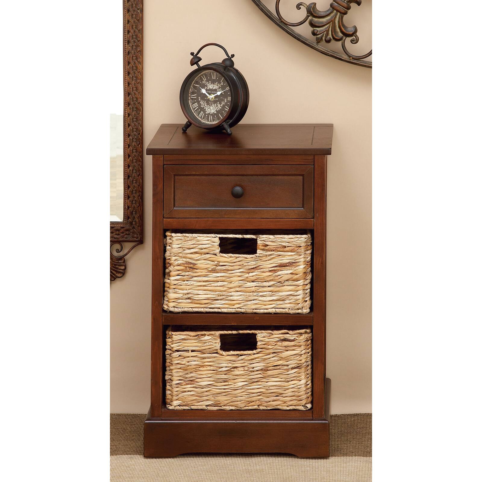 28" Brown Traditional Wood Storage Unit