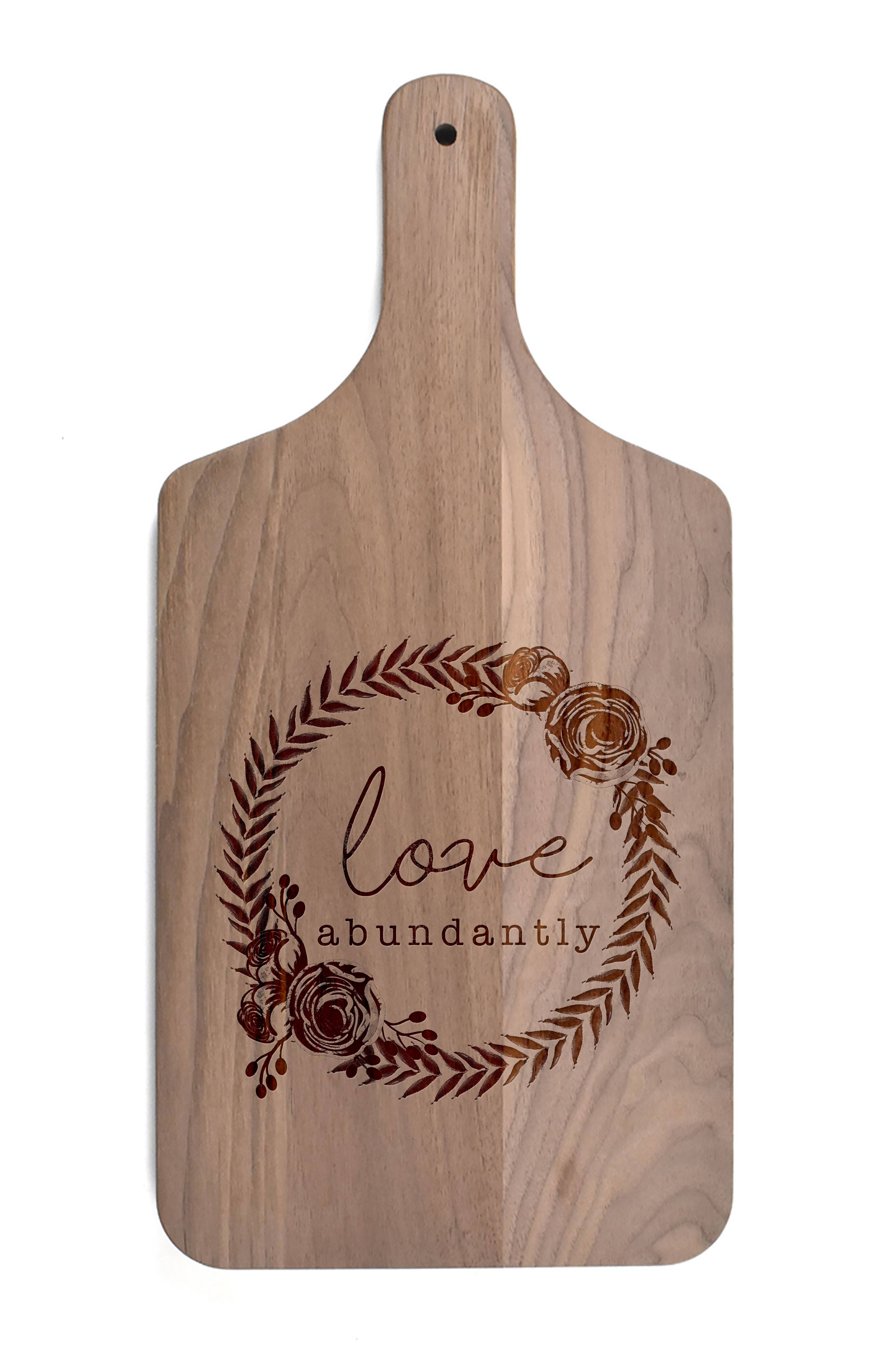 Love Abundantly 8" x 17" Walnut Paddle Cutting Board