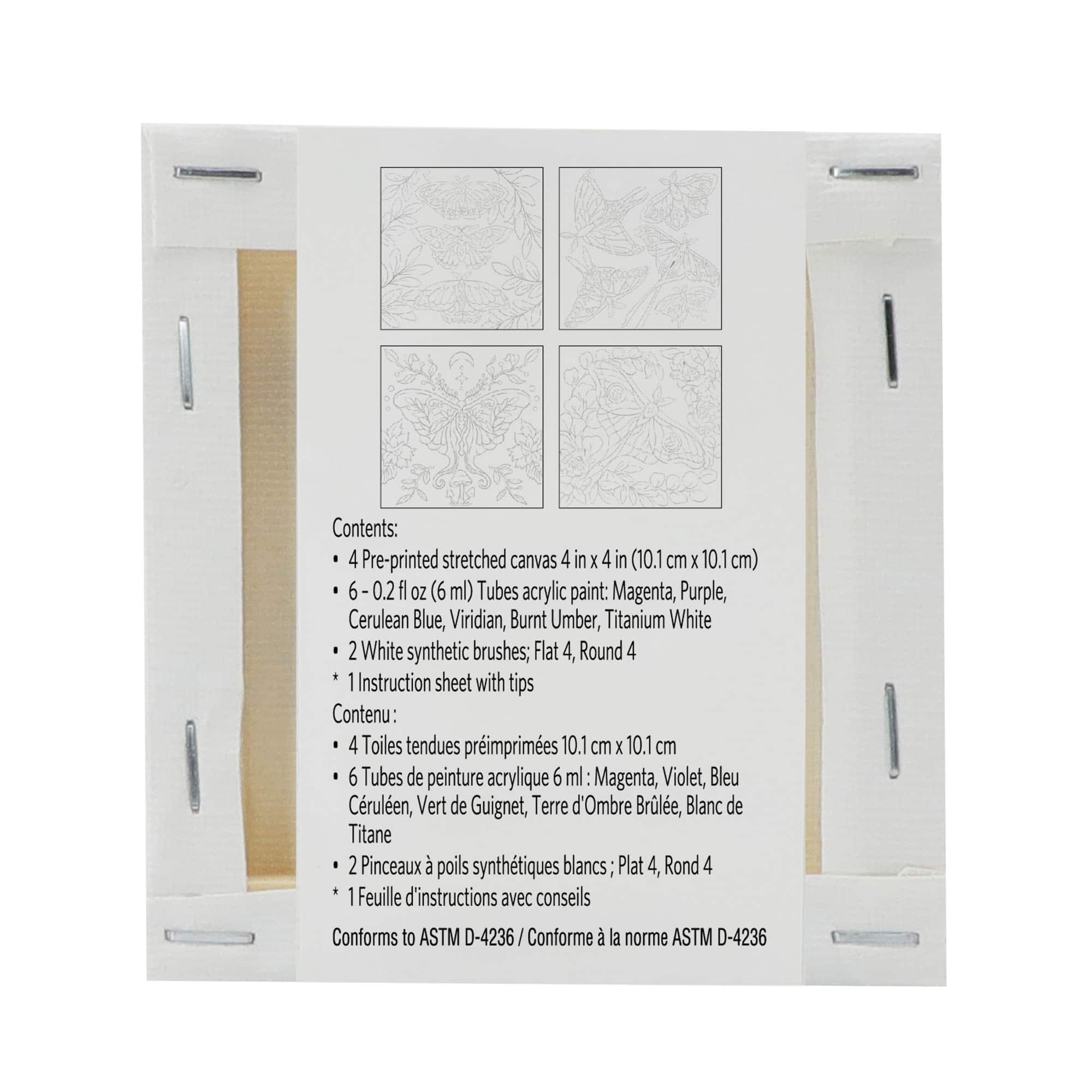 Pre-printed Moths Mini Canvas Painting Kit by Artist&#x27;s Loft&#xAE;
