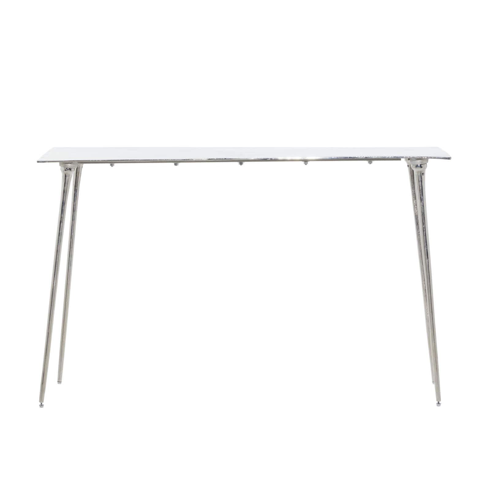 Silver Aluminum Glam Console Table, 50&#x22; x 15&#x22; x 31&#x22;