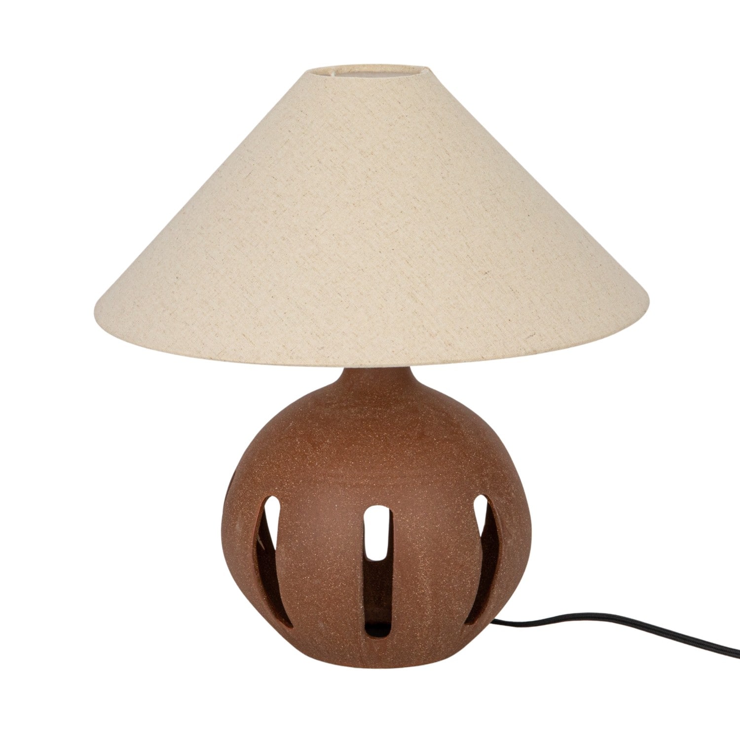 Hello Honey® 16.75" Natural Brown Cut Out Ceramic Table Lamp with Linen Shade
