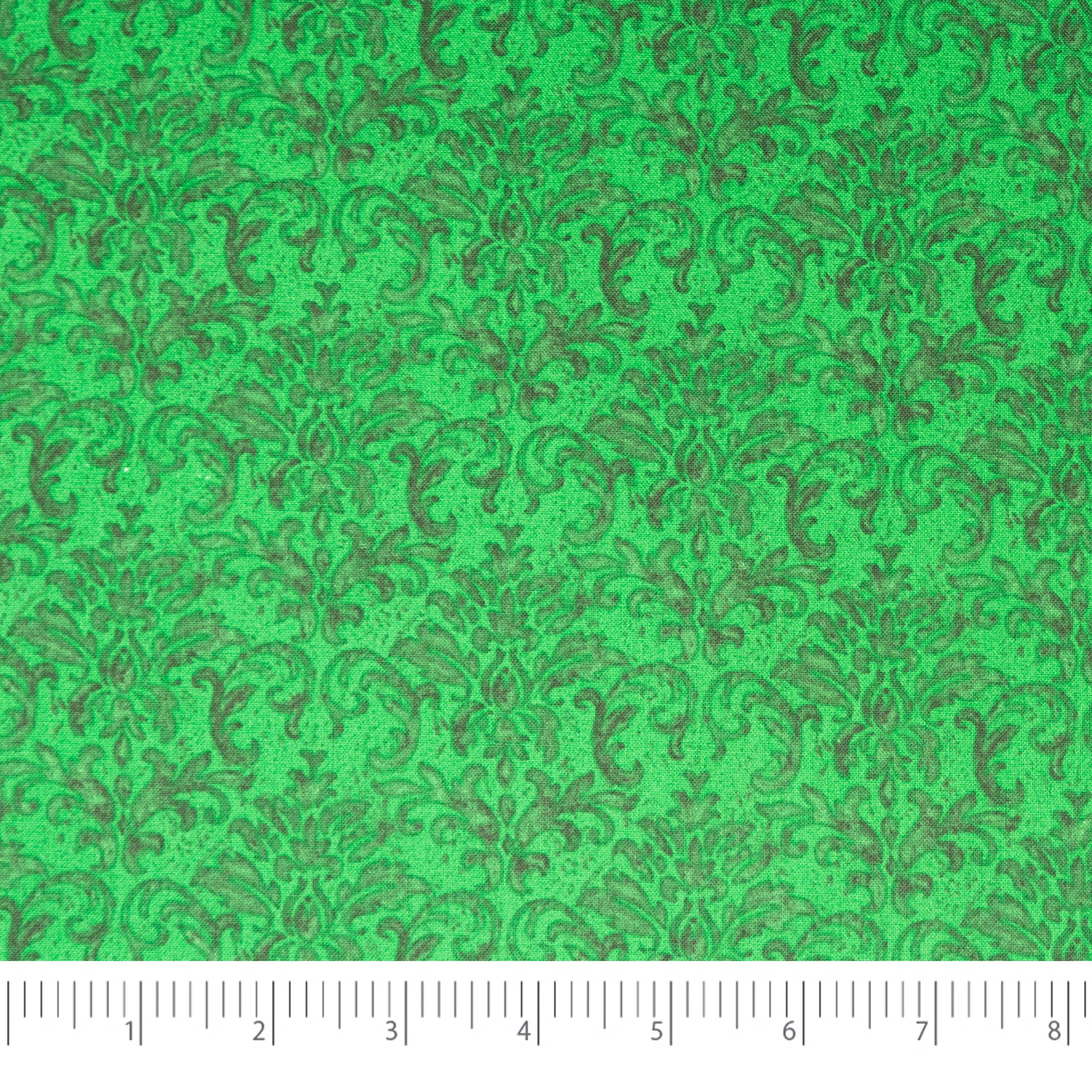 SINGER Christmas Holiday Green Damask Cotton Fabric
