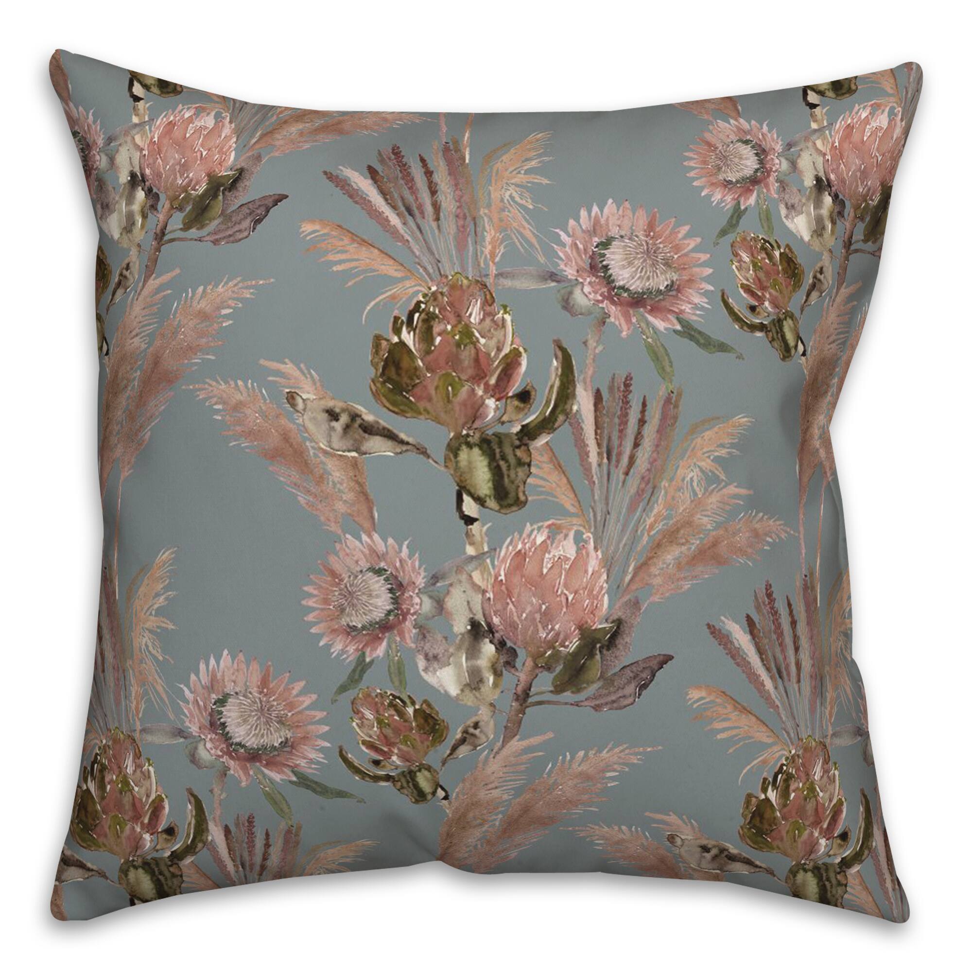 Mixed Protea Blooms Throw Pillow