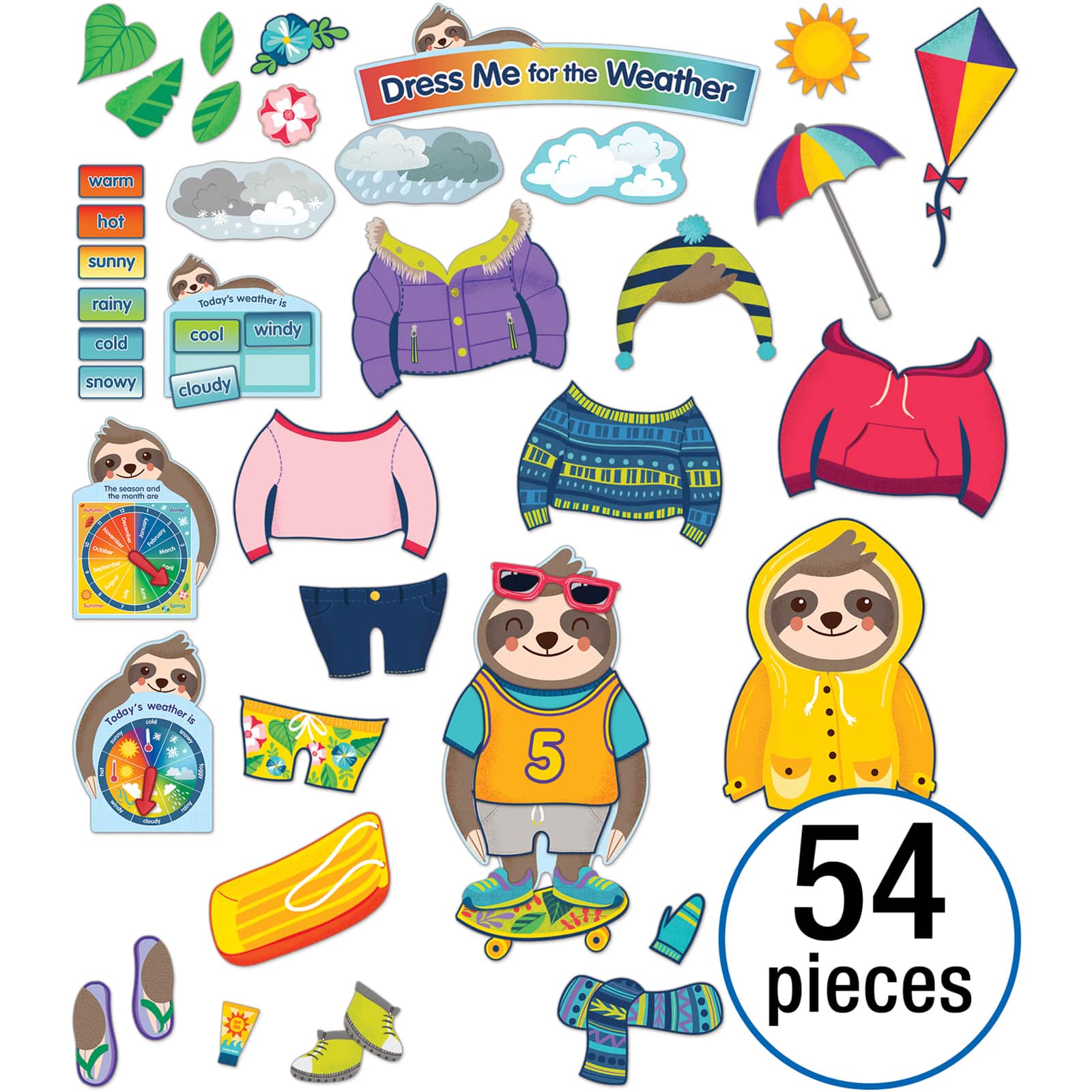 Carson Dellosa Education™ One World Dress Me for the Weather Sloth Bulletin Board Set
