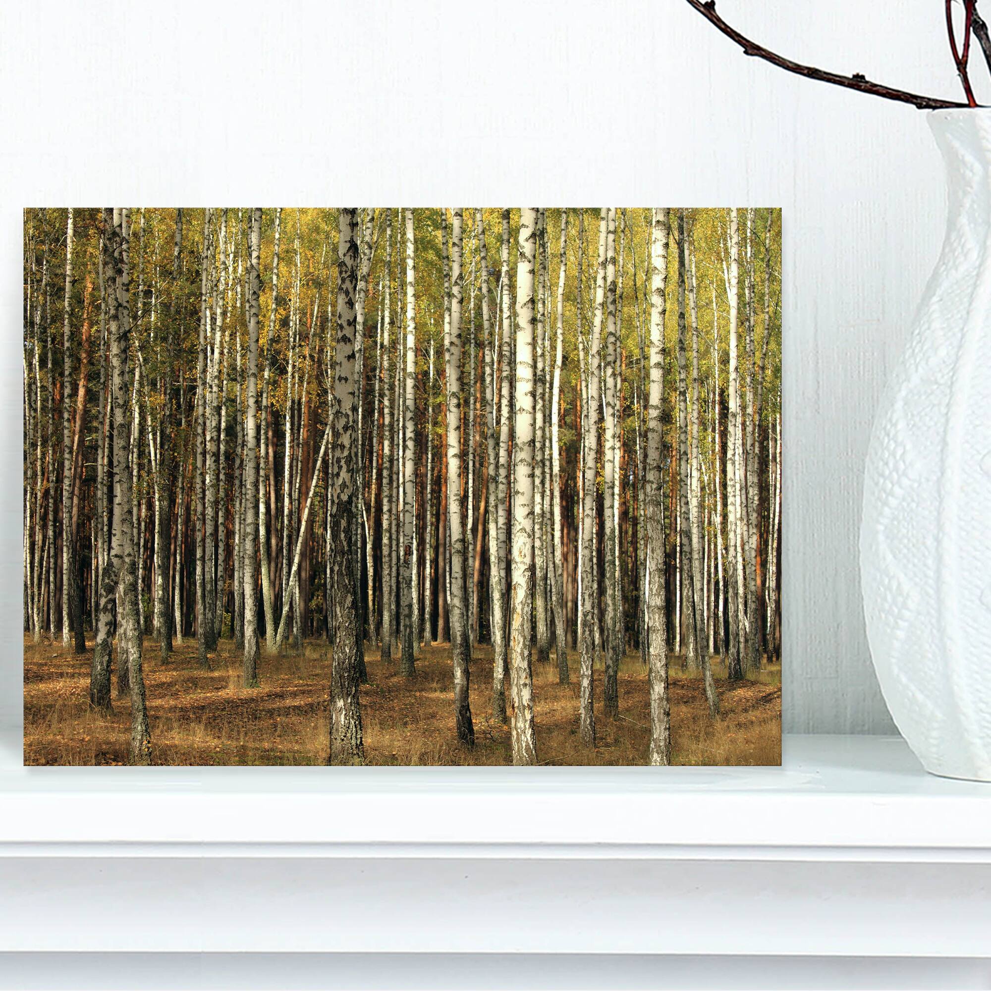 Designart - Green Fall Forest with Thick Trees - Forest Canvas Art Print
