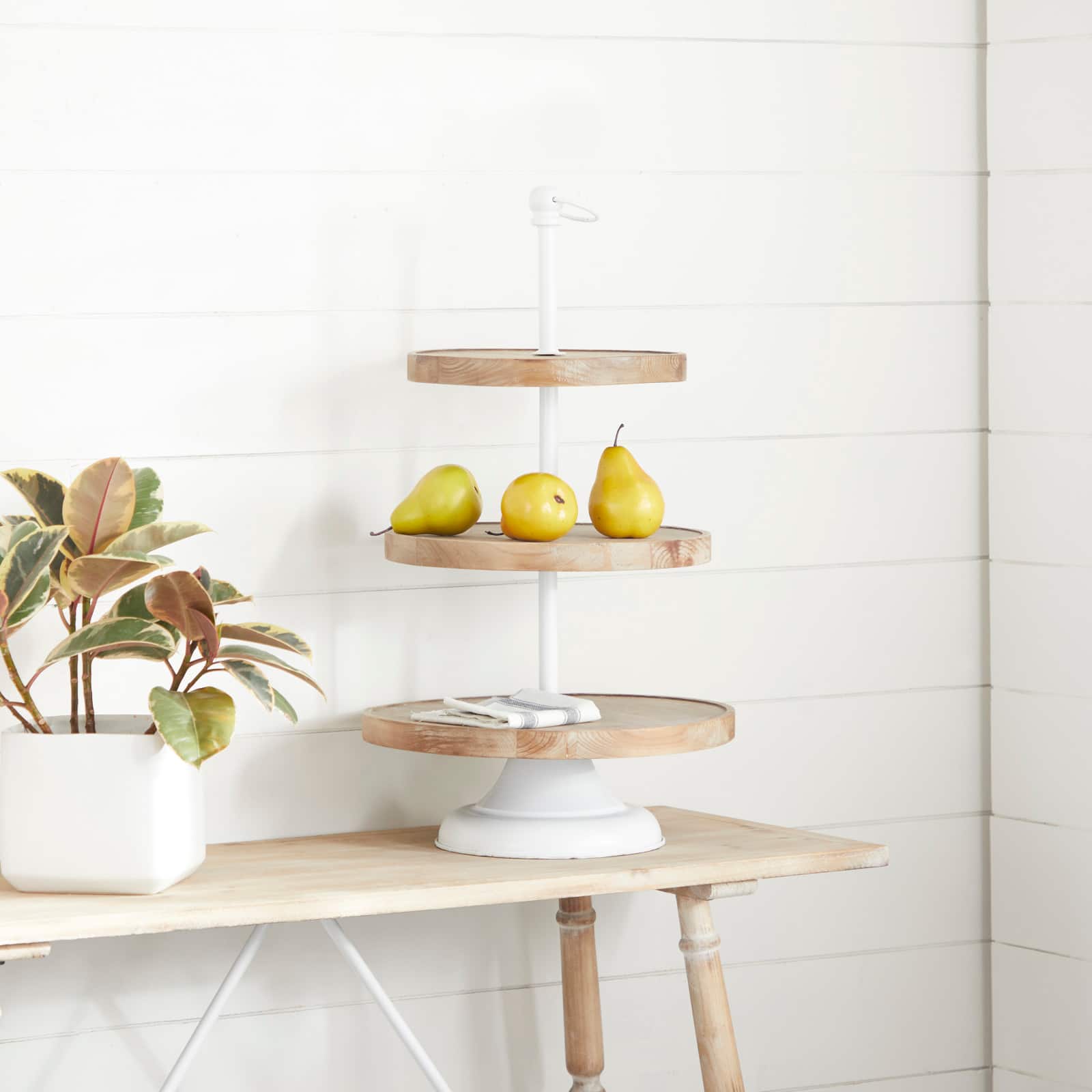 Brown Wood Farmhouse Tiered Server, 16" x 29"