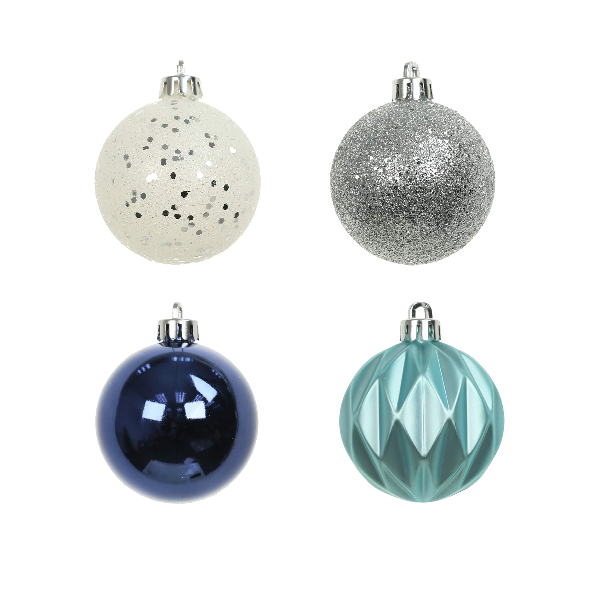 40 Pack 2&#x22; Blue &#x26; Silver Shatterproof Ornaments by Ashland&#xAE;