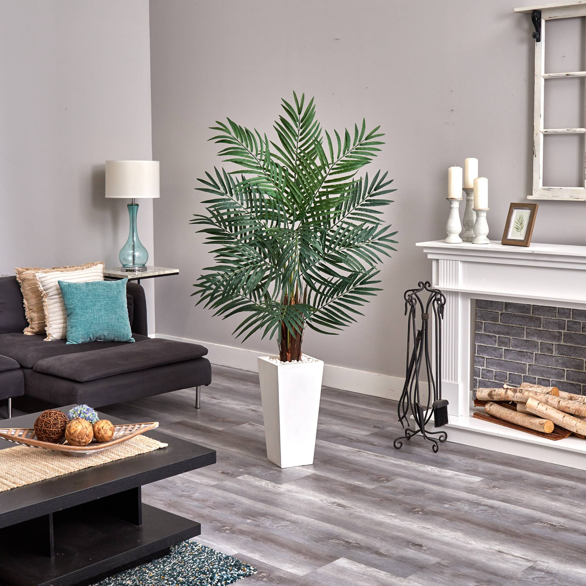 5.5ft. Areca Palm Tree in White Tower Planter