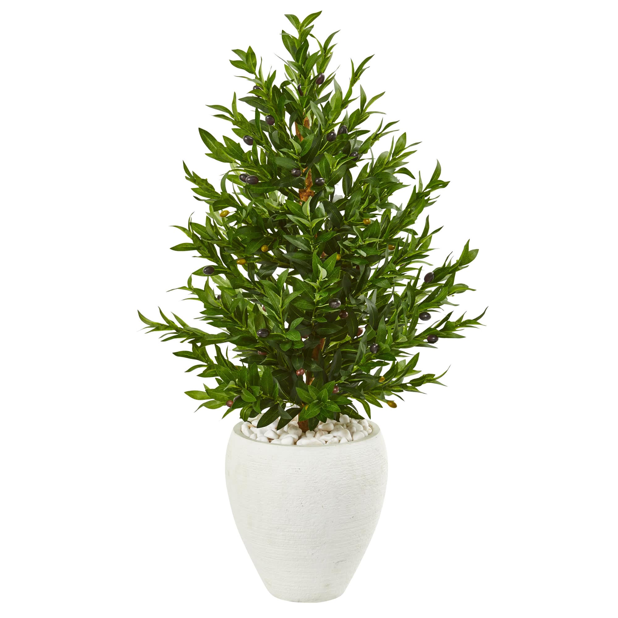 3.5ft. Olive Cone Topiary Tree in White Planter