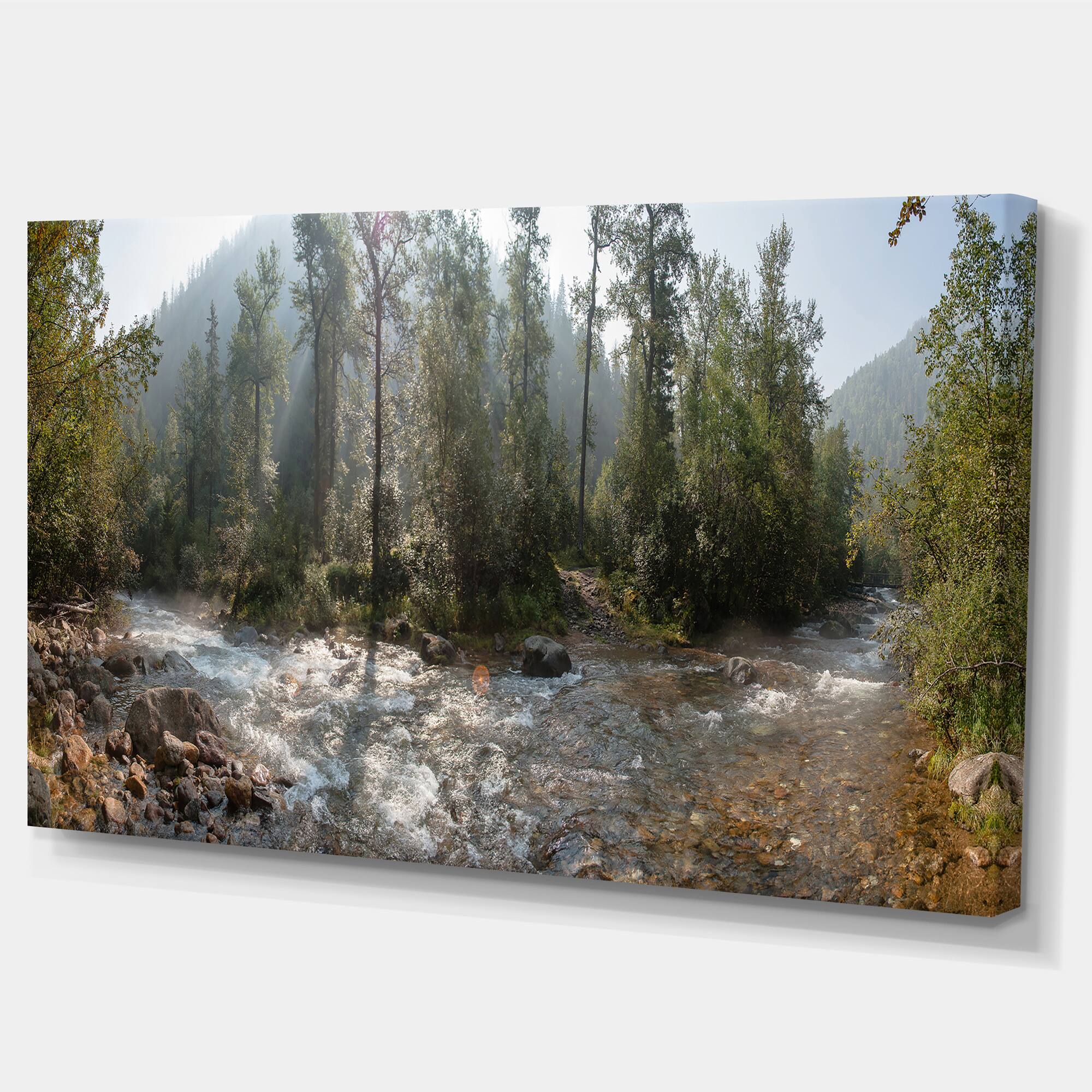 Designart - Mountain River Panorama - Landscape Canvas Art Print