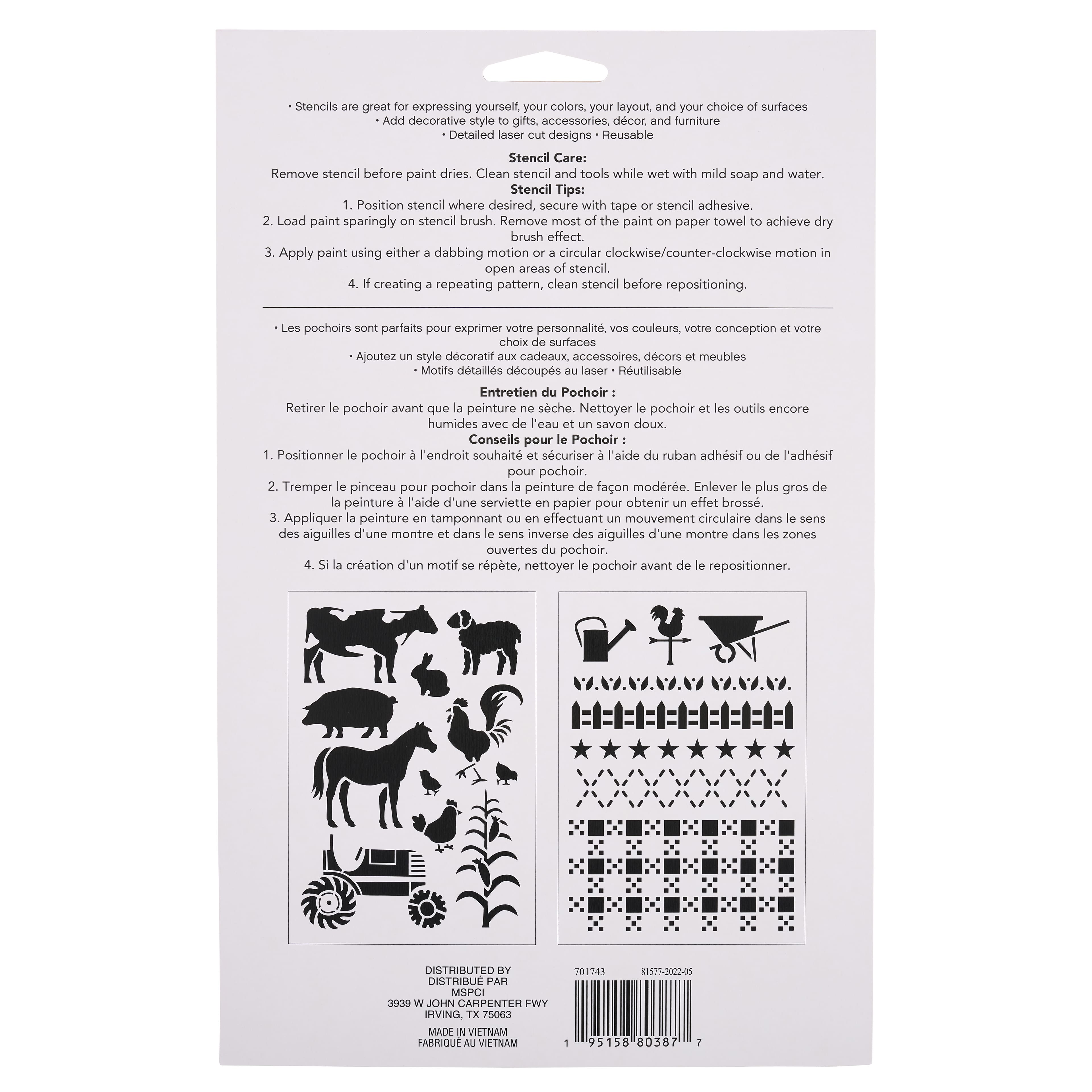 12 Pack: Farmhouse Icon & Border Plastic Stencils, 7" x 10" by Craft Smart®