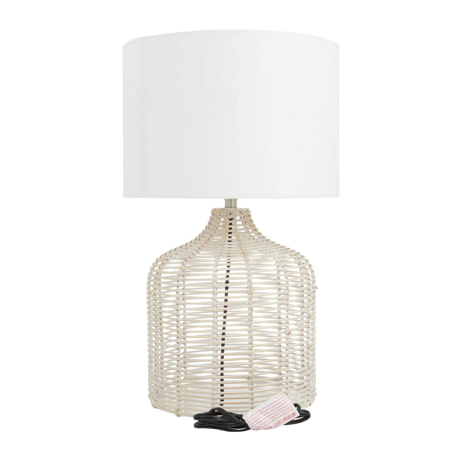 Beige Linen Coastal Table Lamp, 25&#x22; x 15&#x22; x 15&#x22;