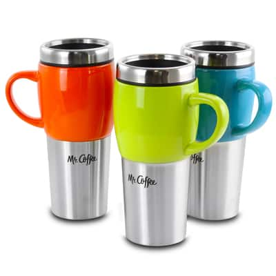 Mr. Coffee Traverse 16oz. Stainless Steel & Ceramic Travel Mug Set ...