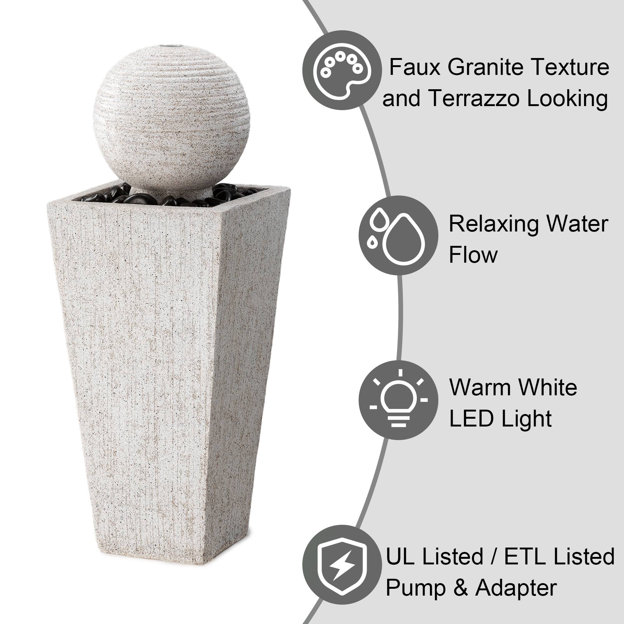 Glitzhome&#xAE; 32&#x22; Rippling Floating Sphere Outdoor Fountain with LED Light