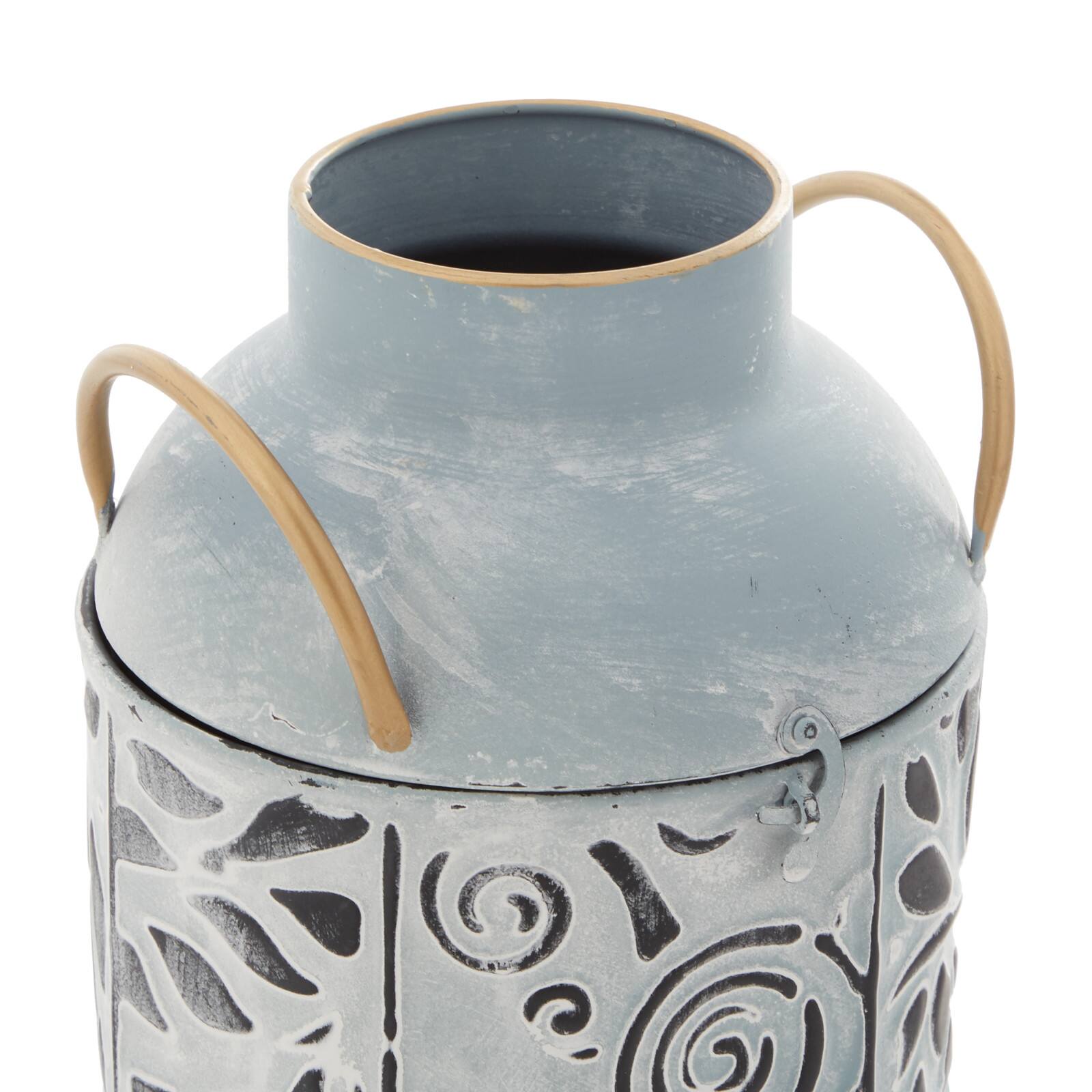Set of 3 Blue Metal Farmhouse Vase, 9&#x22;, 11&#x22;, 13&#x22;