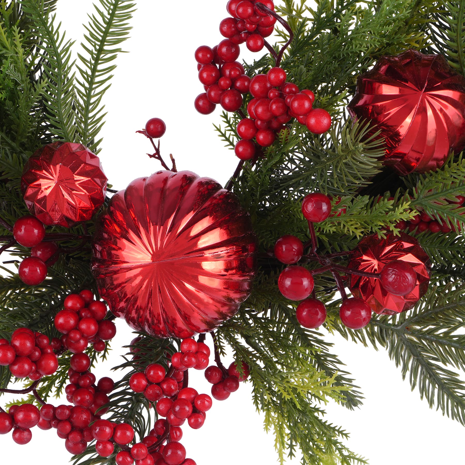 22&#x22; Pine, Red Berry &#x26; Ornament Half Wreath by Ashland&#xAE;