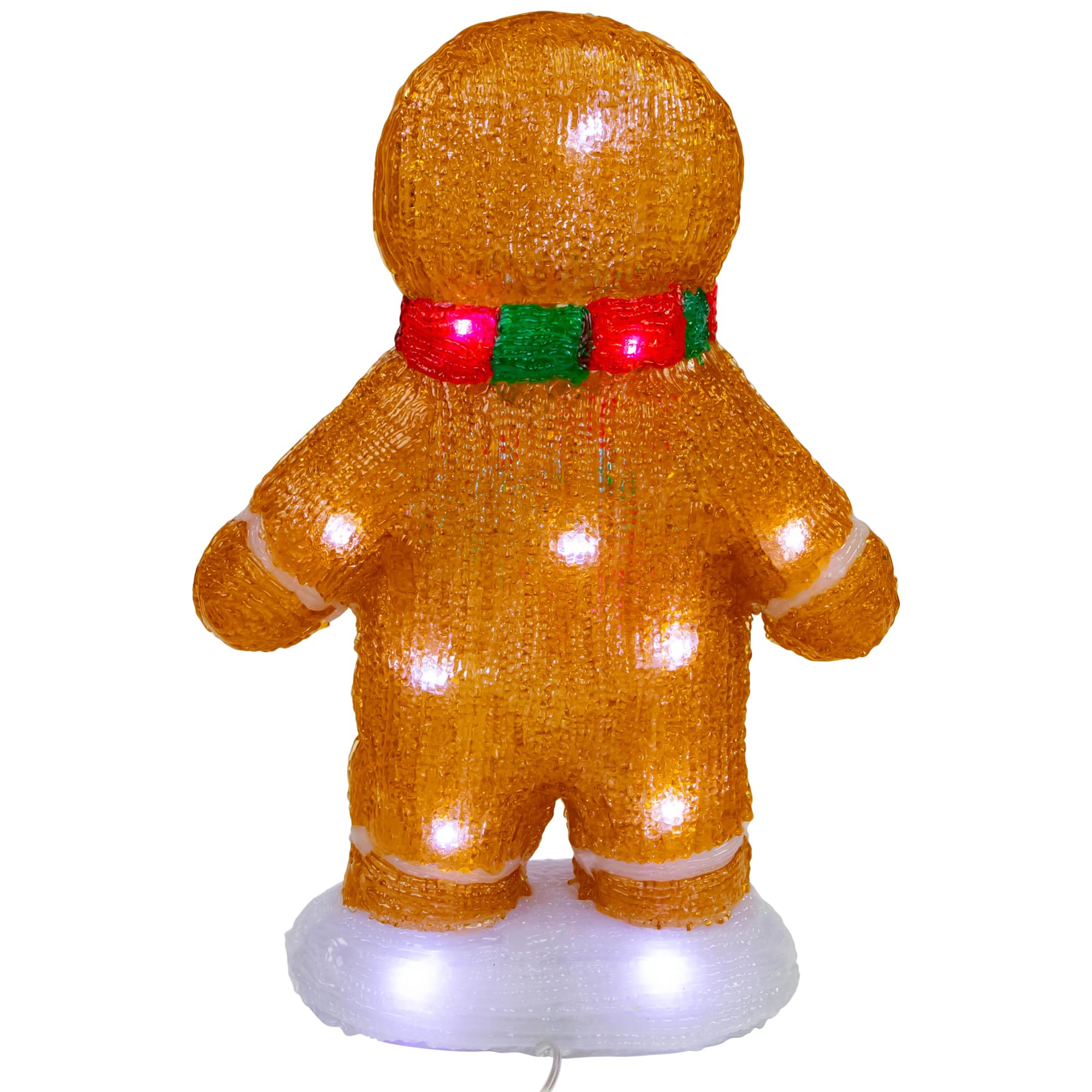 14" LED Lighted Acrylic Gingerbread Man with Scarf Outdoor Christmas Decoration