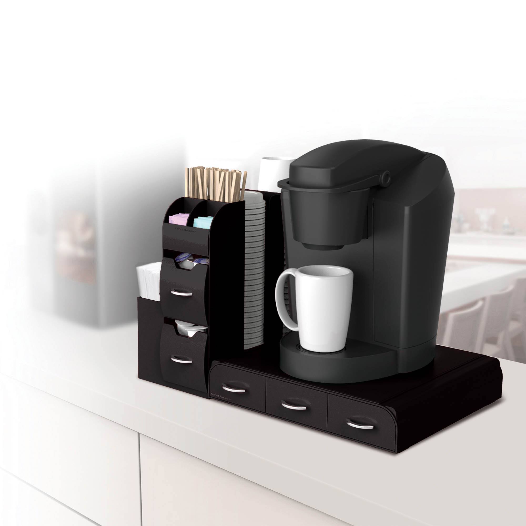 Mind Reader Black 2-Piece Single Serve Coffee Pod Drawer and Condiment Organizer Caddy Station