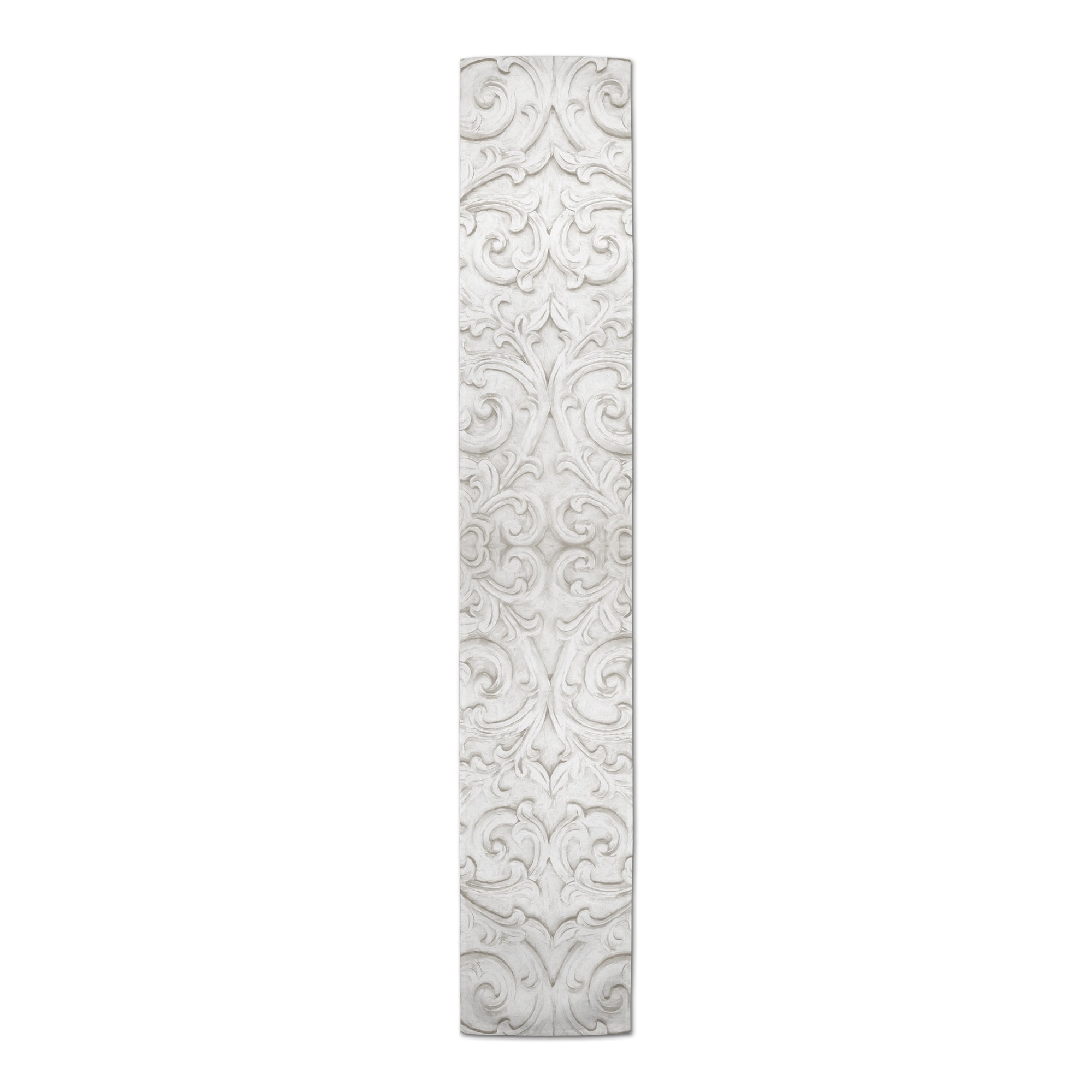 90" White Ornate Carved Pattern Cotton Twill Table Runner