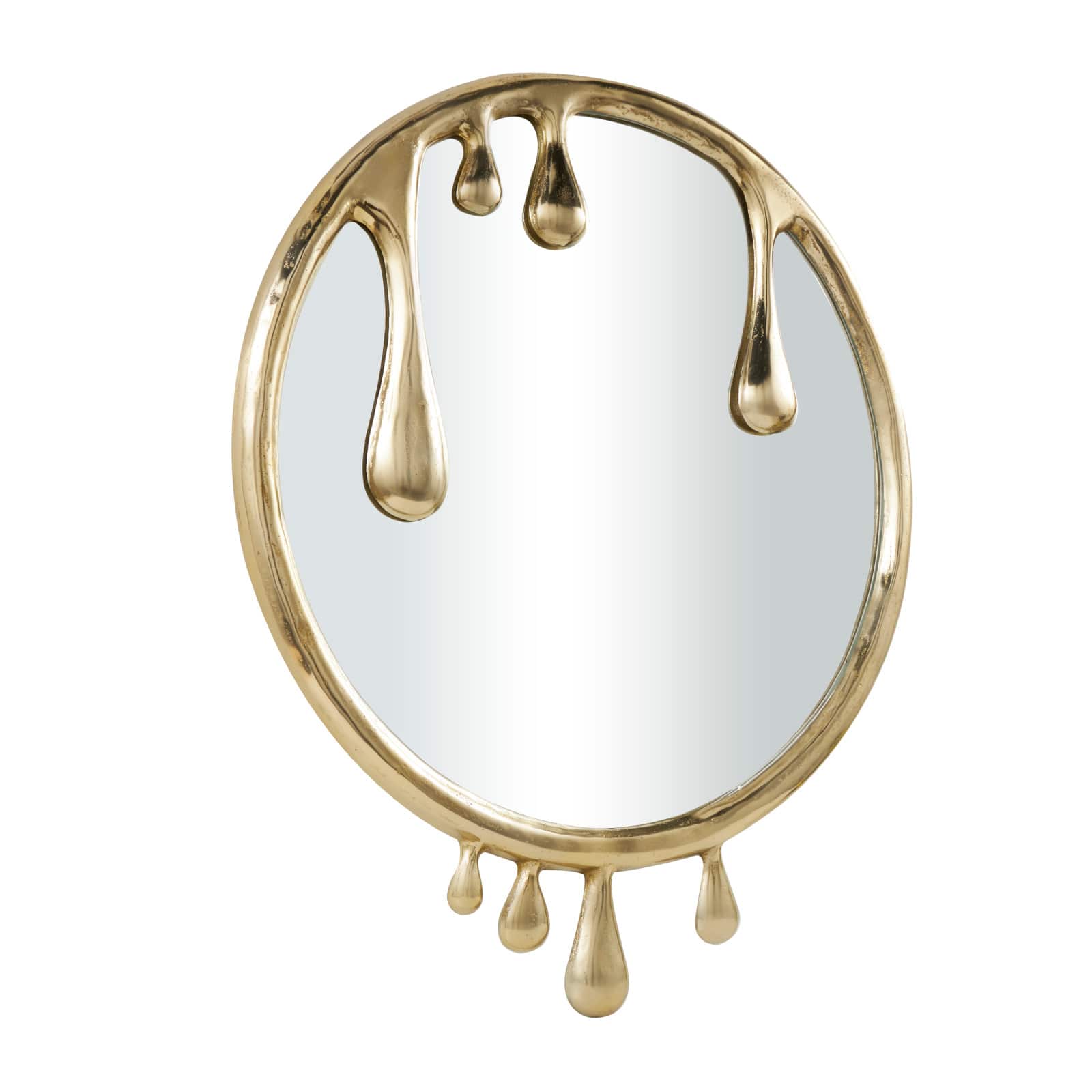 43&#x22; Gold Abstract Drip Framed Round Wall Mirror
