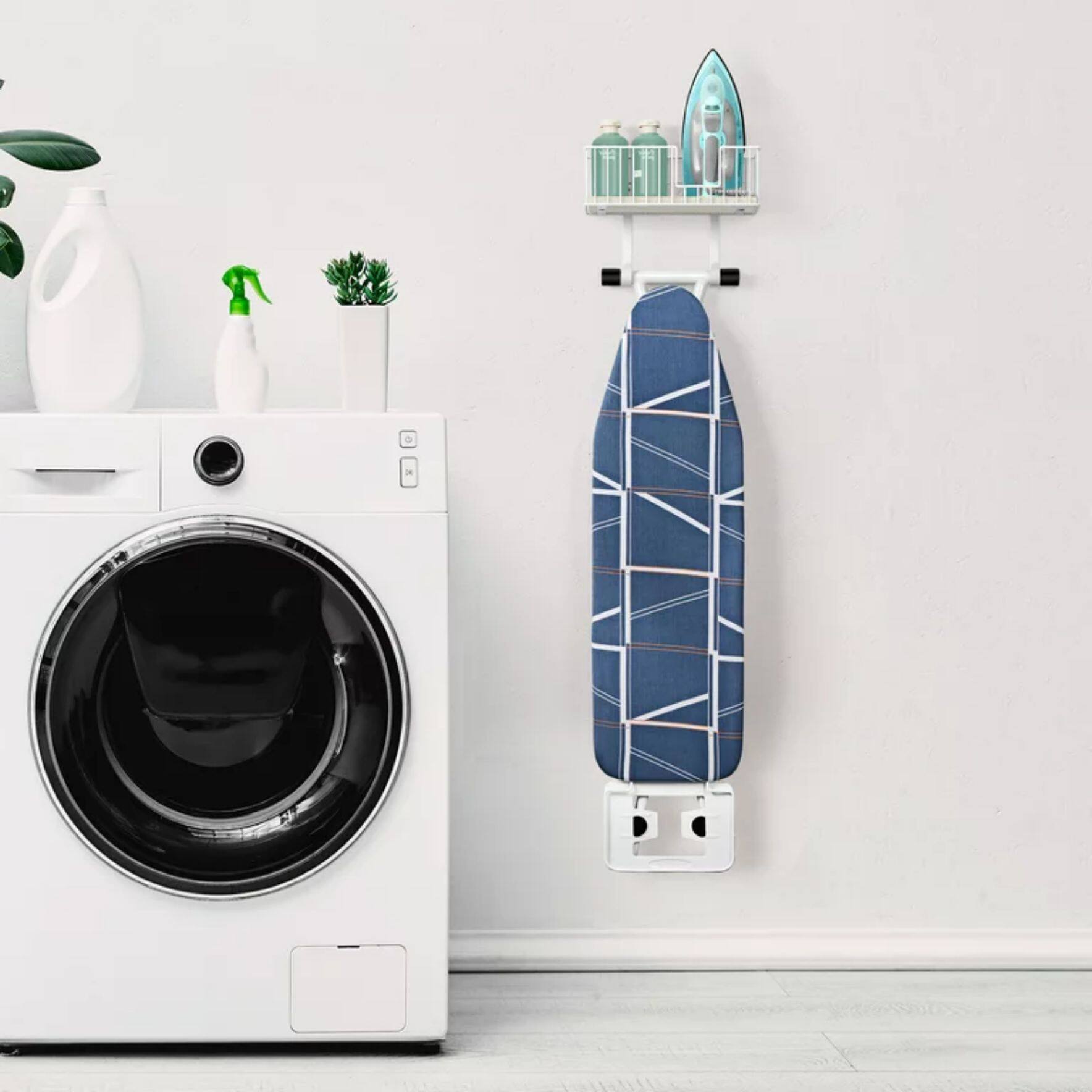 NEX&#x2122; White Wall-Mounted T-Leg and Y-Leg Ironing Board Holder