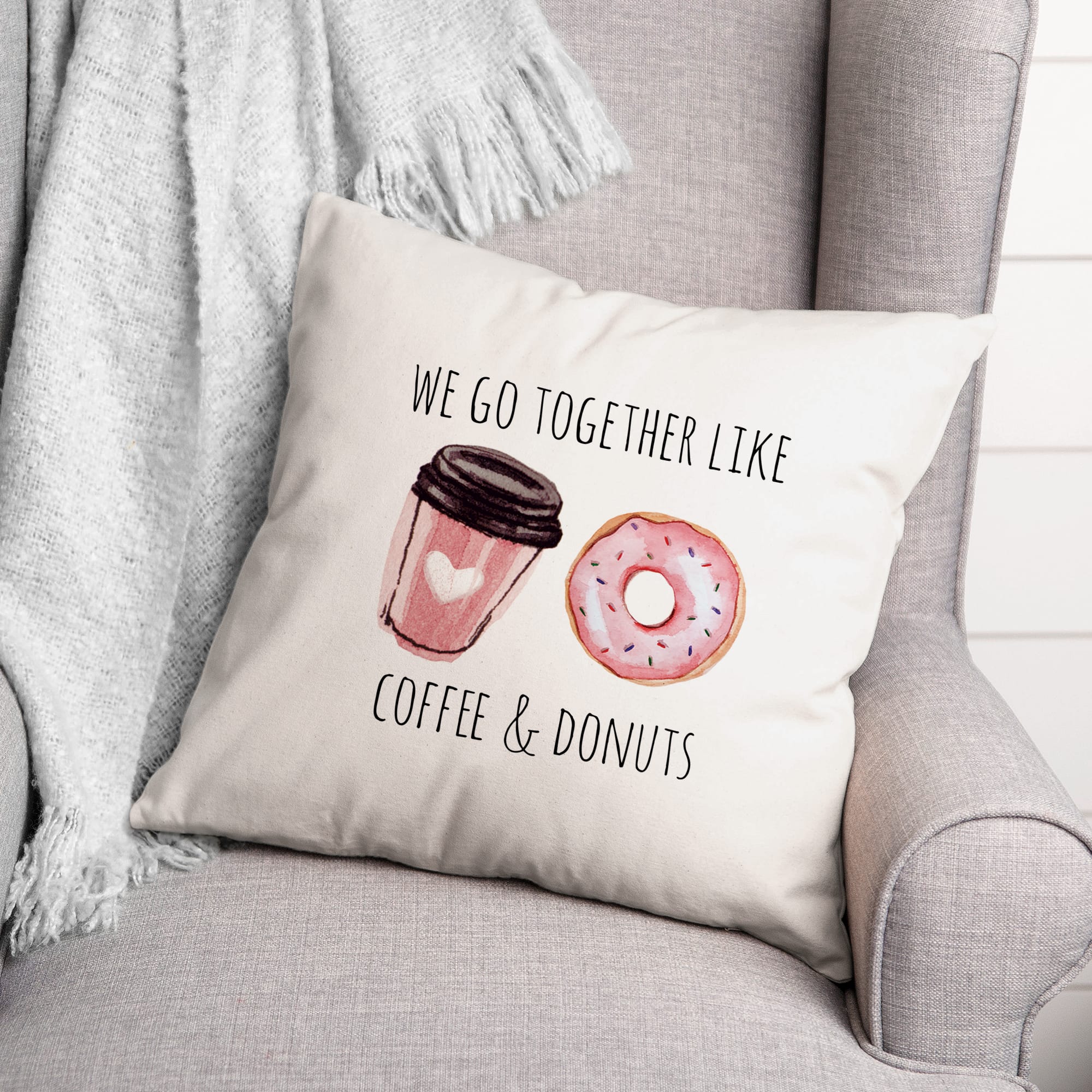 Go Together Like Coffee And Donuts Throw Pillow