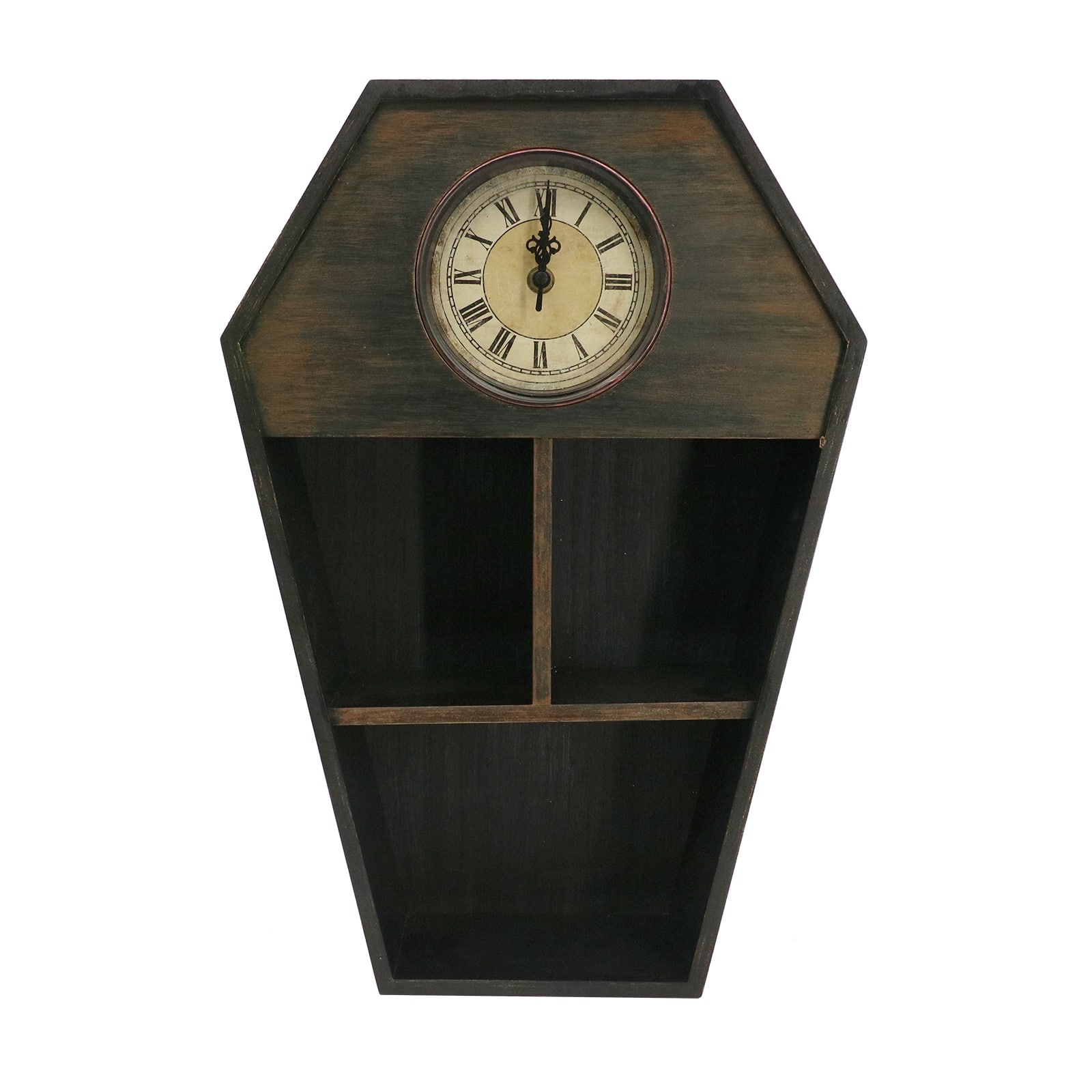 18&#x22; Weathered Coffin Tabletop Shelf with Clock by Ashland&#xAE;