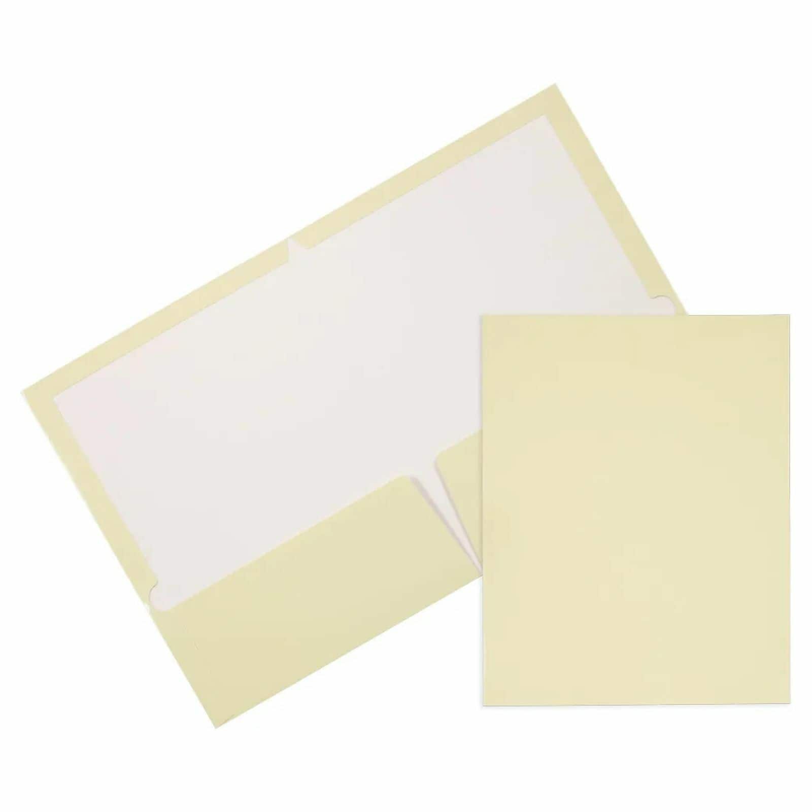 JAM Paper 9.5" x 11.5" Glossy Ivory 2 Pocket School Presentation Folders, 12ct.