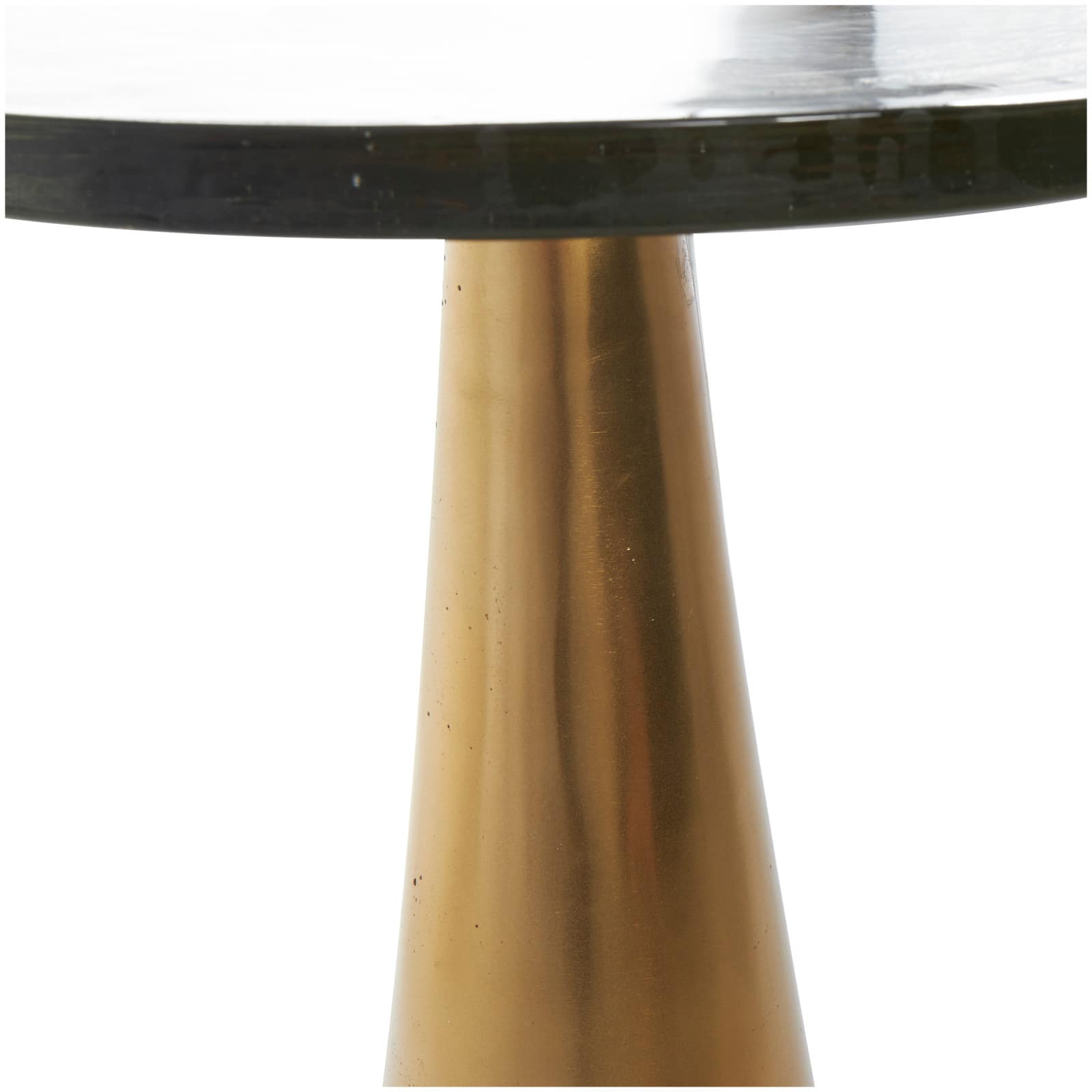 22" Gold Aluminum Geometric Cone Accent Table with Glass Tabletop