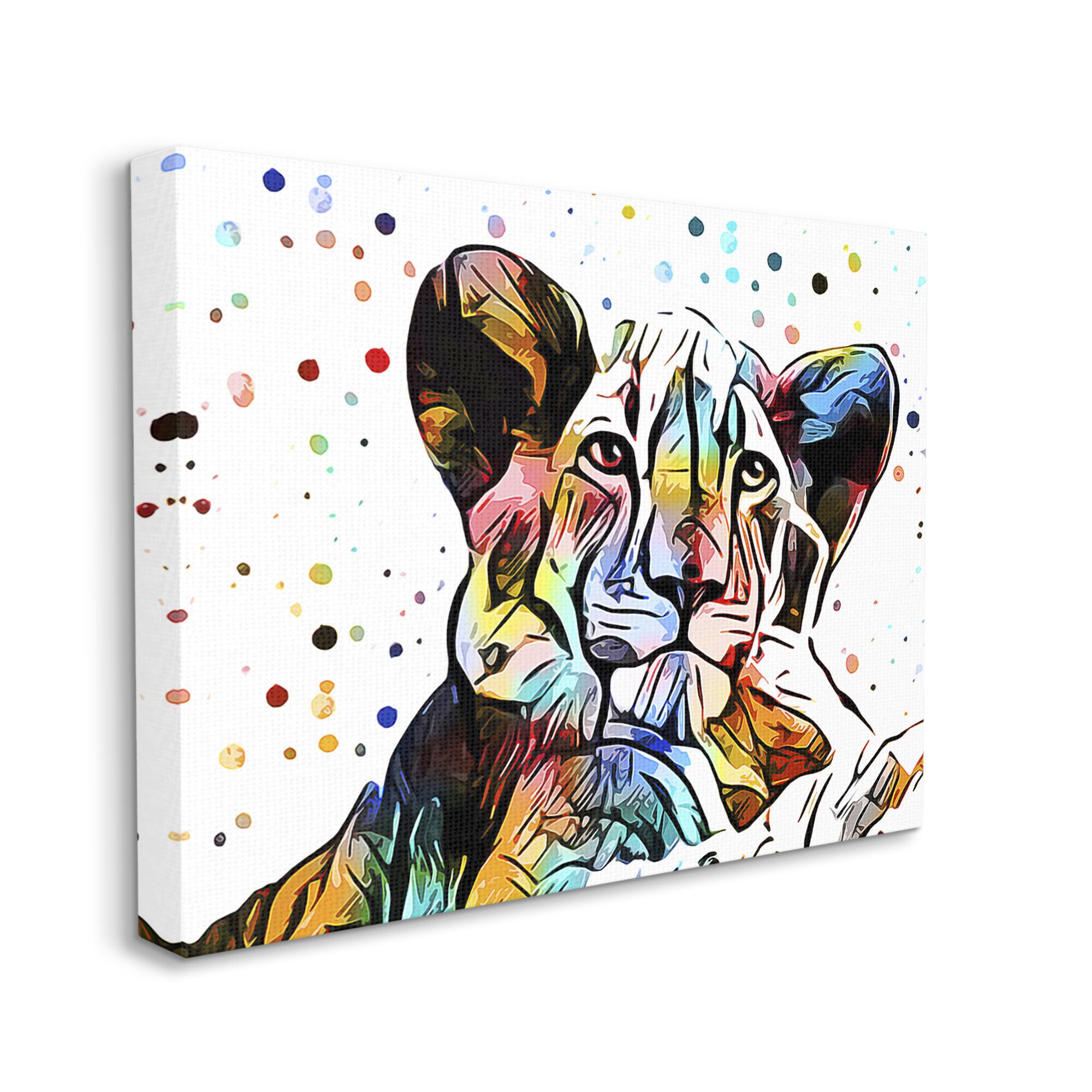 Stupell Industries Abstract Lion Cub Portrait Vibrant Polka Dots Canvas Wall Art