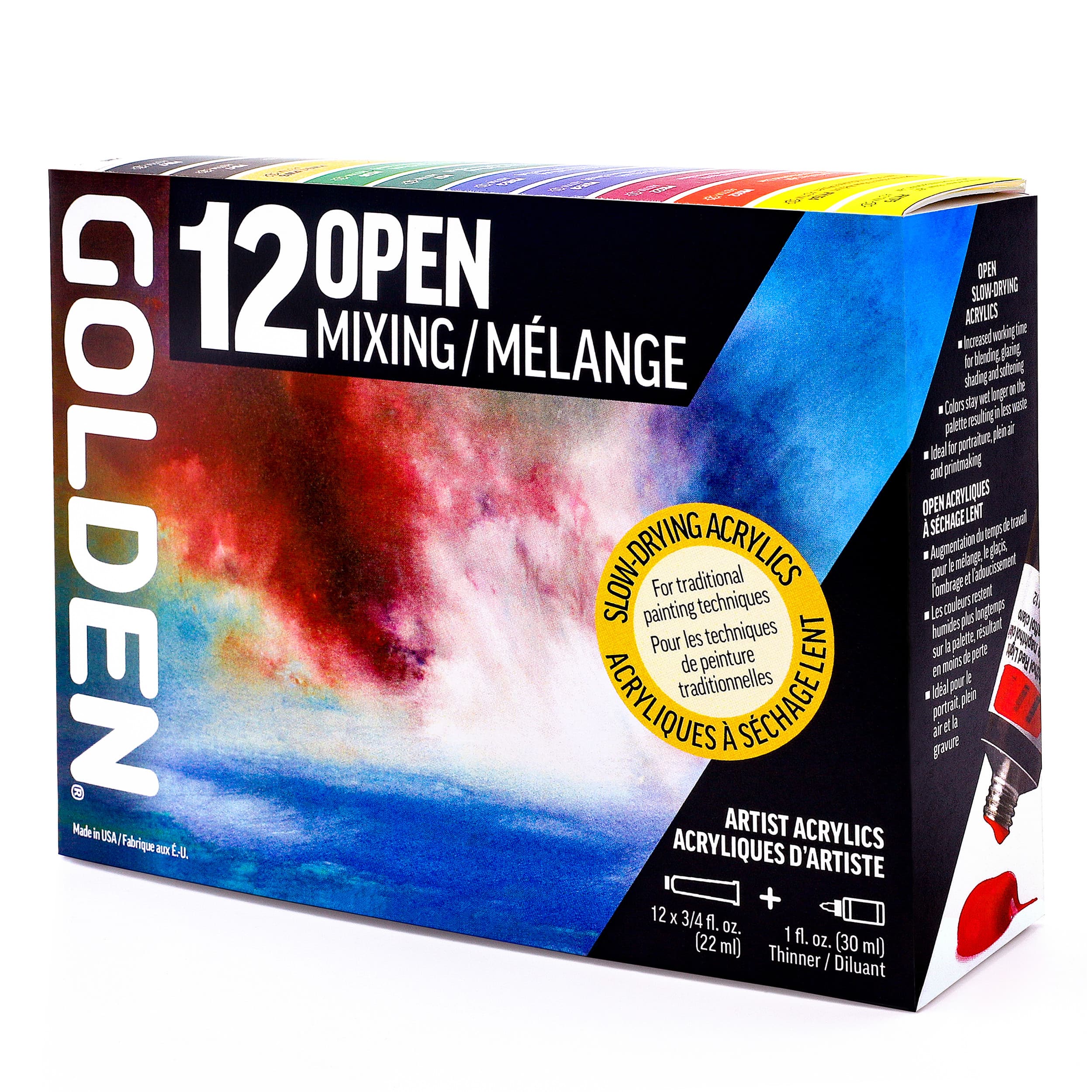 Golden&#xAE; Open Acrylics 12 Color Slow Drying Paint Mixing Set