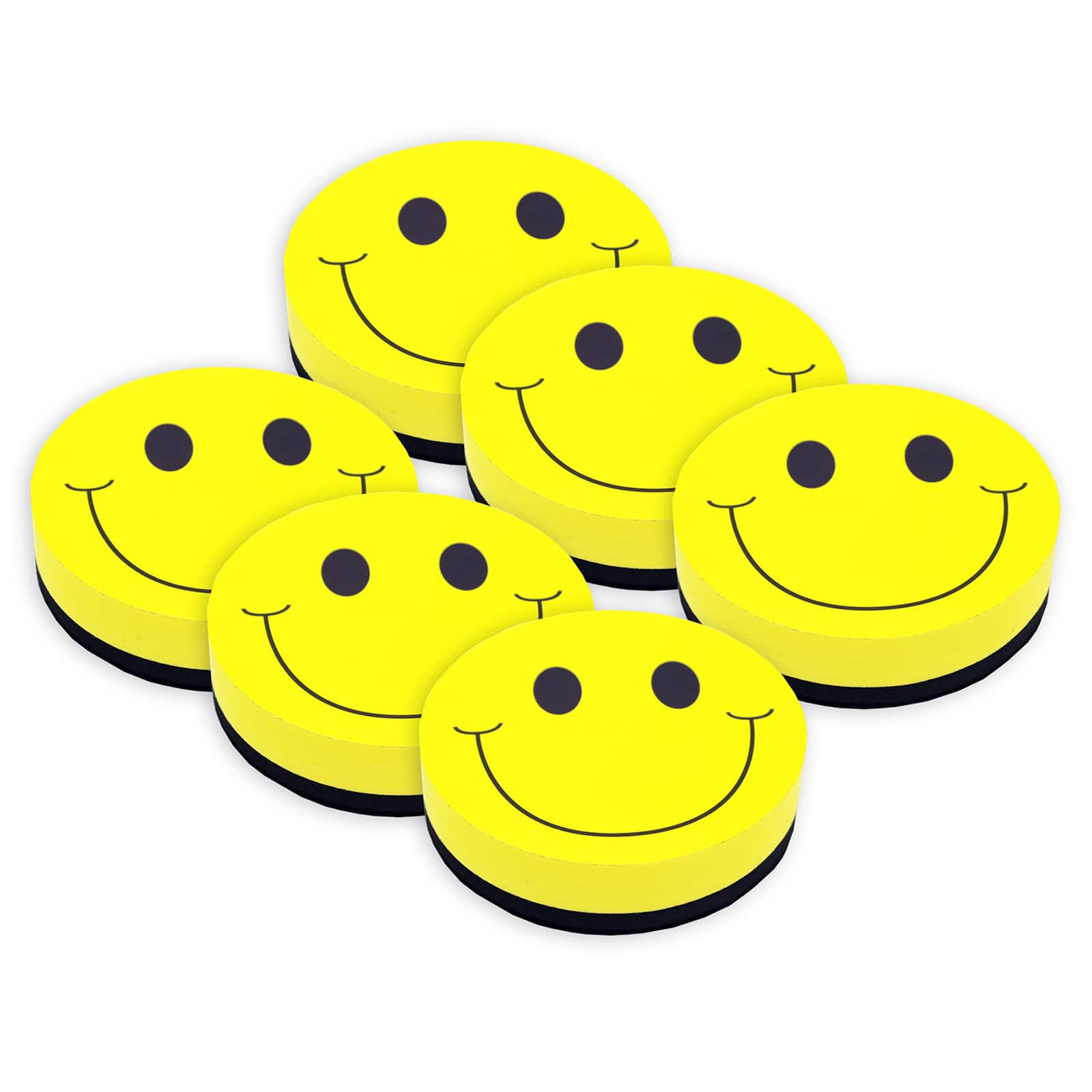 Ashley Productions Smile Face Magnetic Whiteboard Eraser, 6ct.