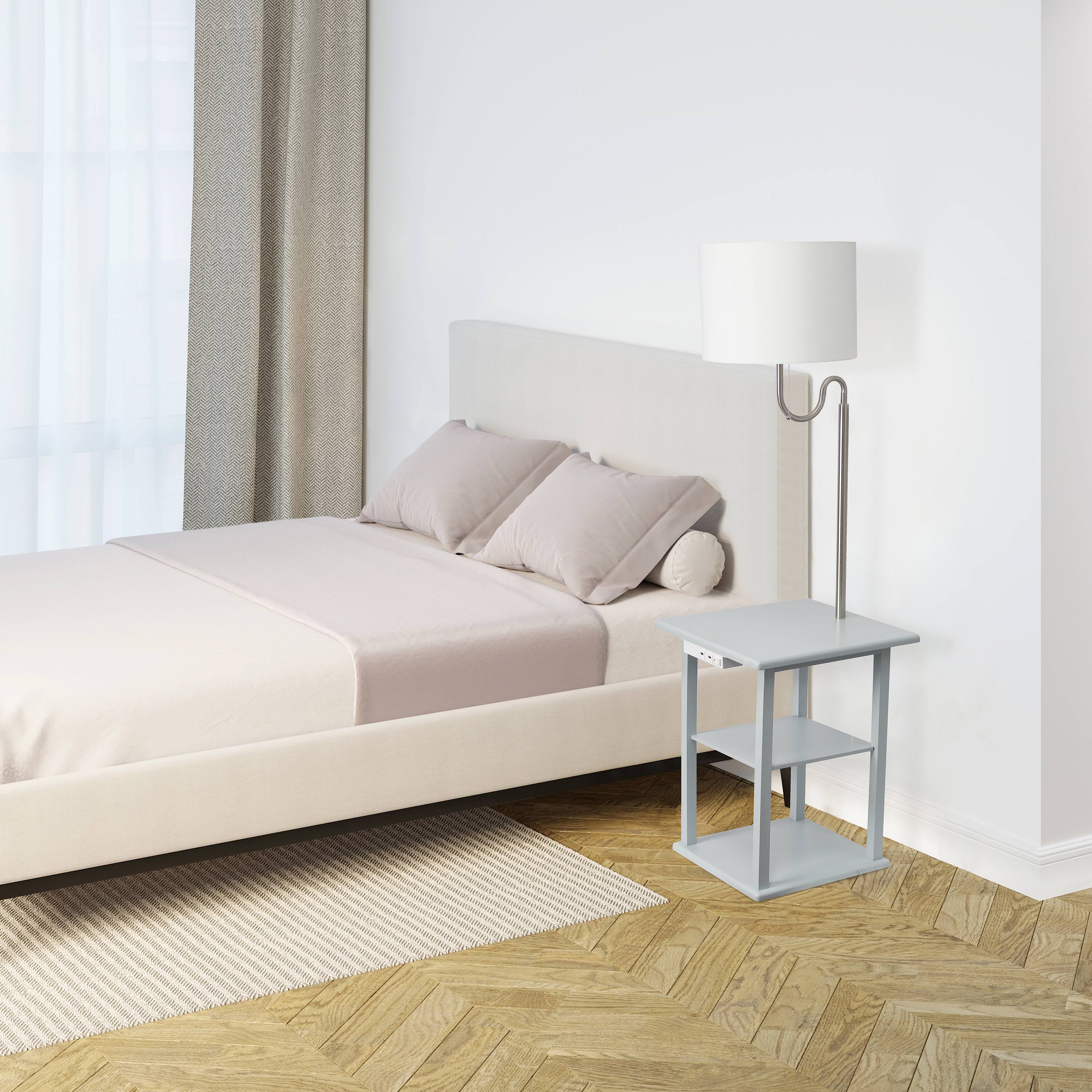 Simple Designs 57&#x22; 2 Tier Floor Lamp with USB &#x26; Outlet