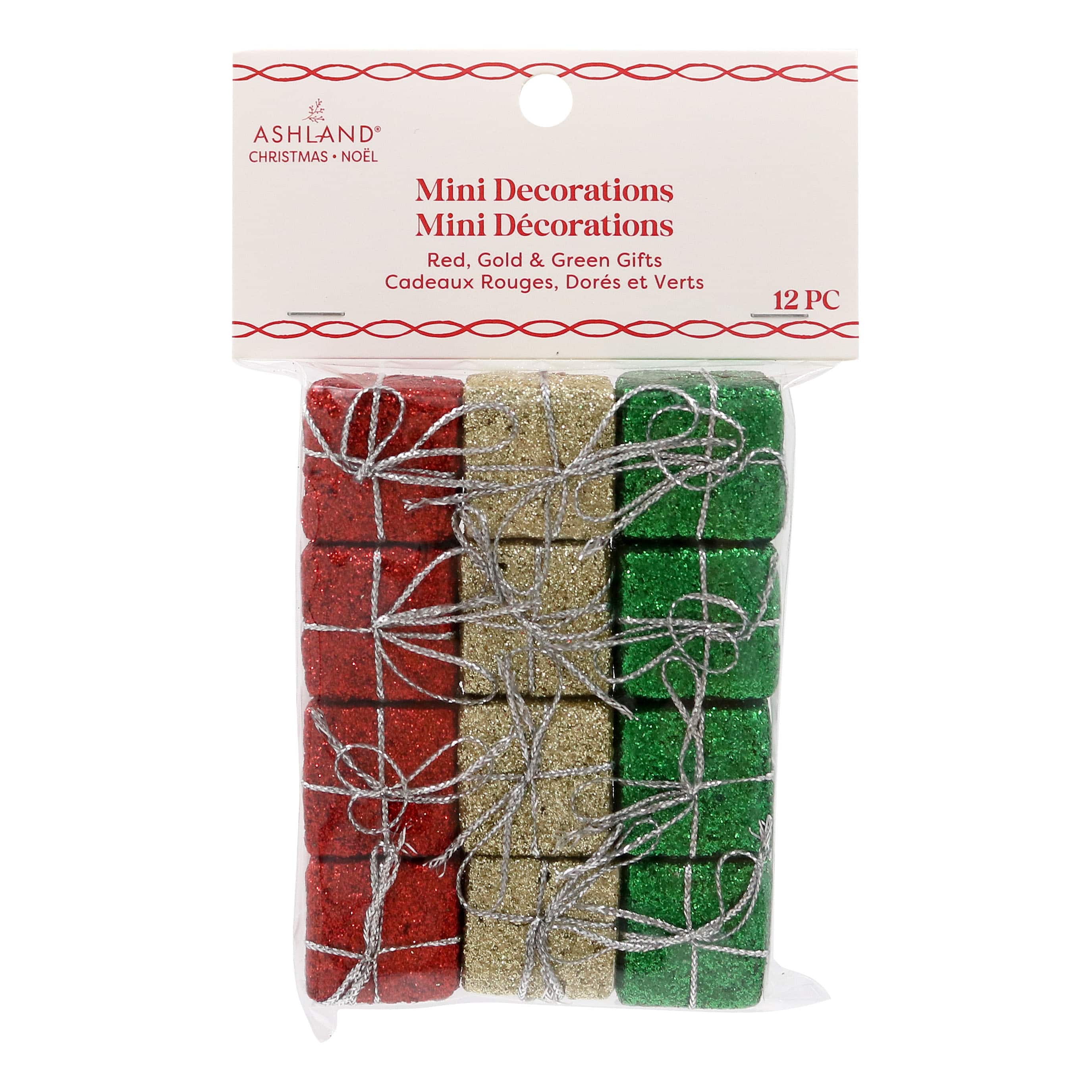 Mini Red, Green &#x26; Gold Gift Decorations by Ashland&#xAE;