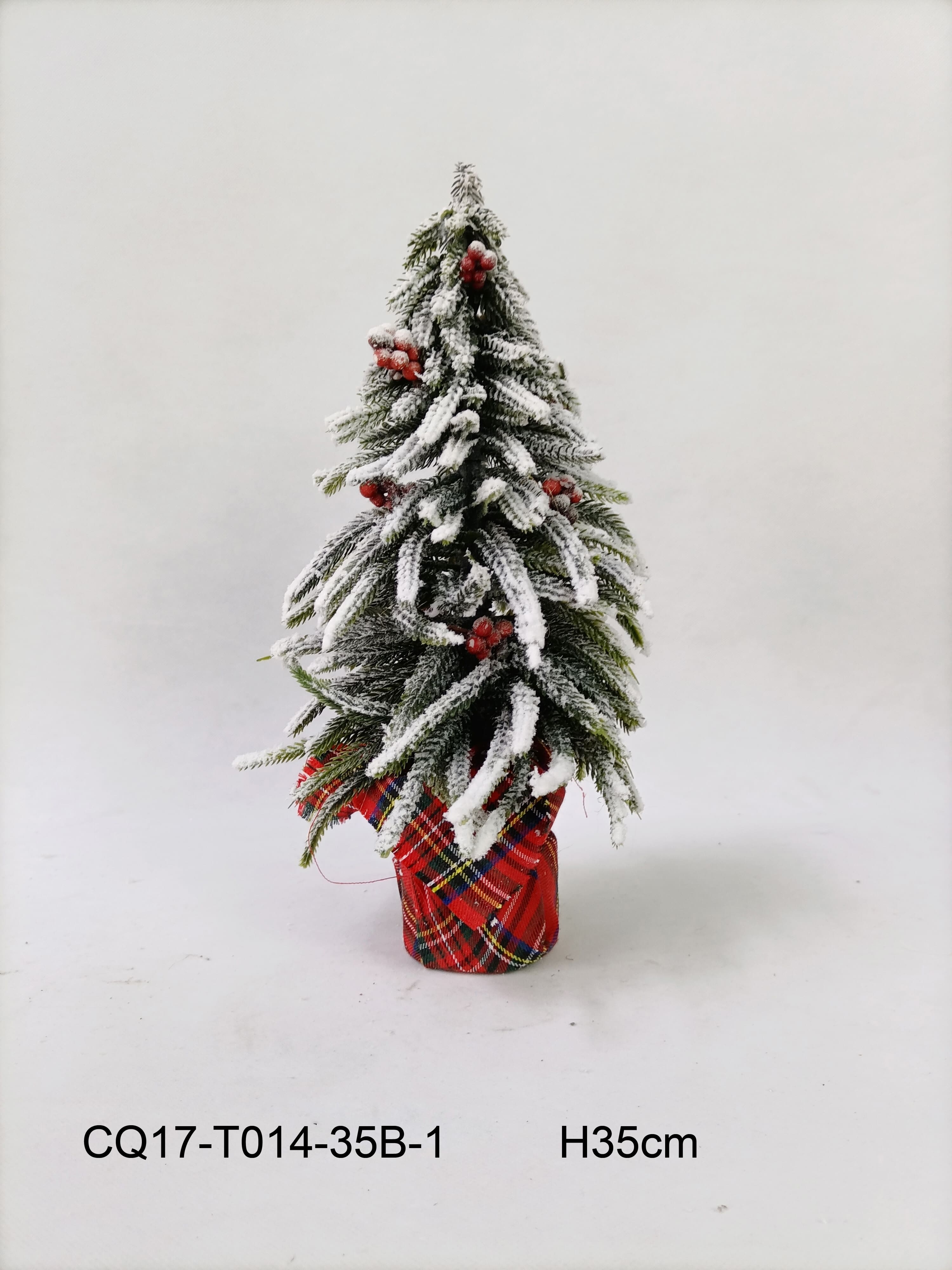 14&#x22; Unlit Mini Flocked Downswept Pine with Berries Artificial Christmas Tree