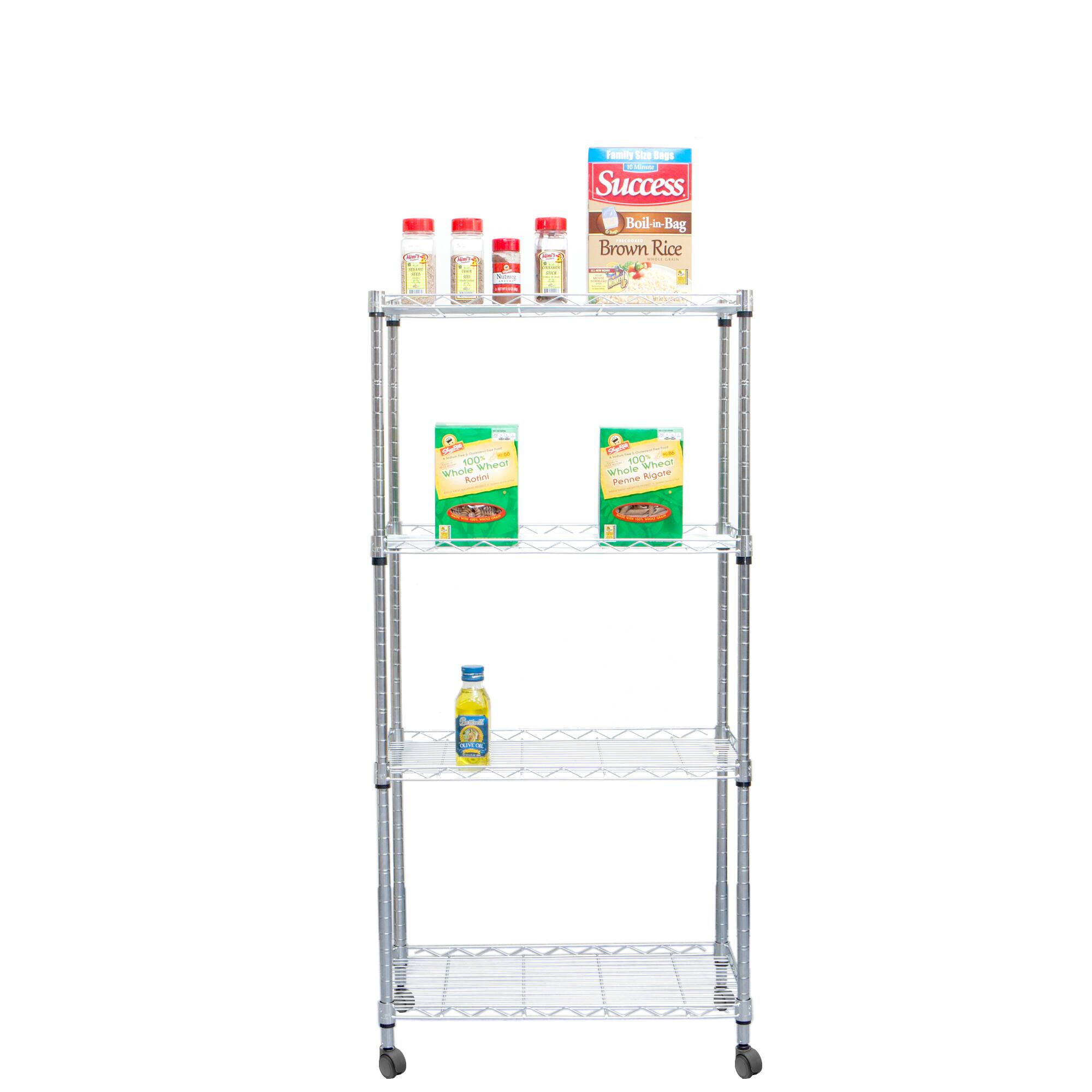 Mind Reader Adjustable 4-Tier Metal Storage Rack with Wheels