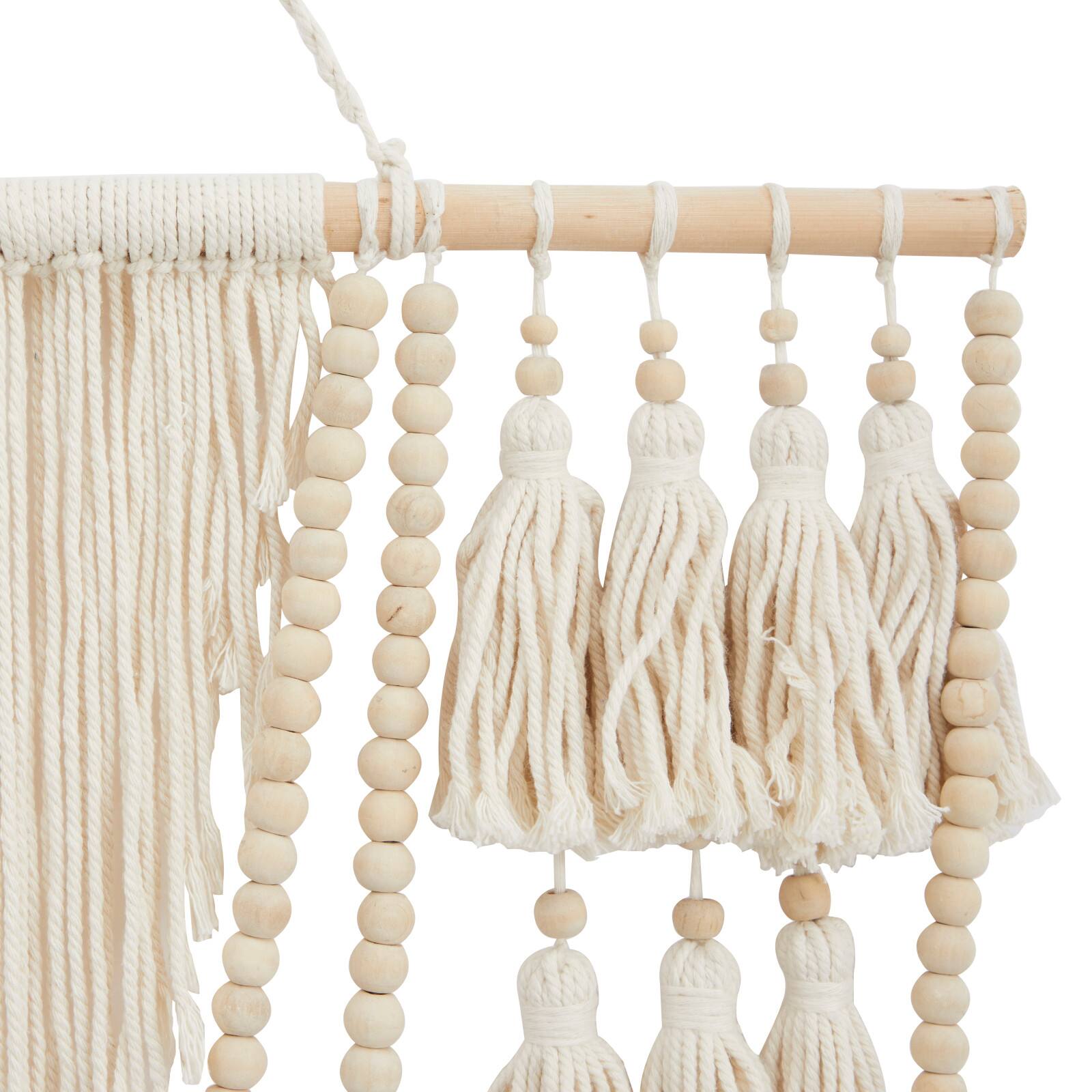 66" Traditional Macramé & Wood Wall Décor
