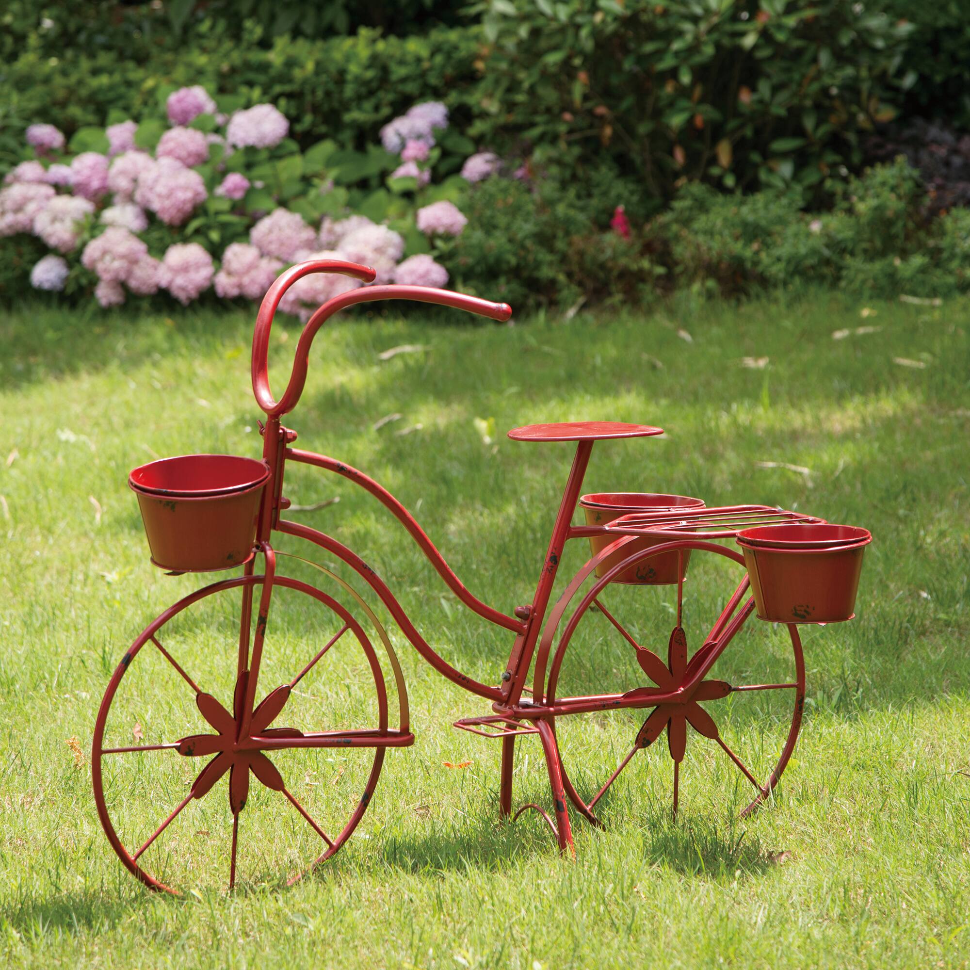 Glitzhome&#xAE; 25.98&#x22; Red Metal Bicycle Planter