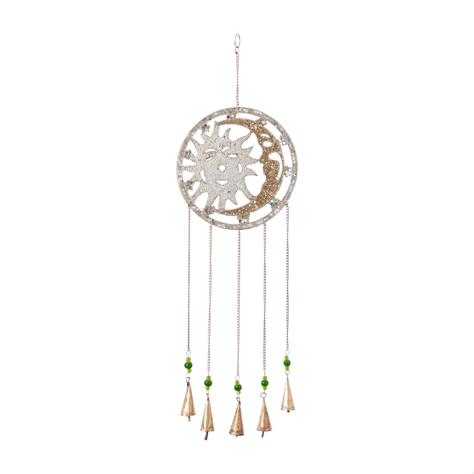 Silver Sun &#x26; Moon Metal Eclectic Windchime