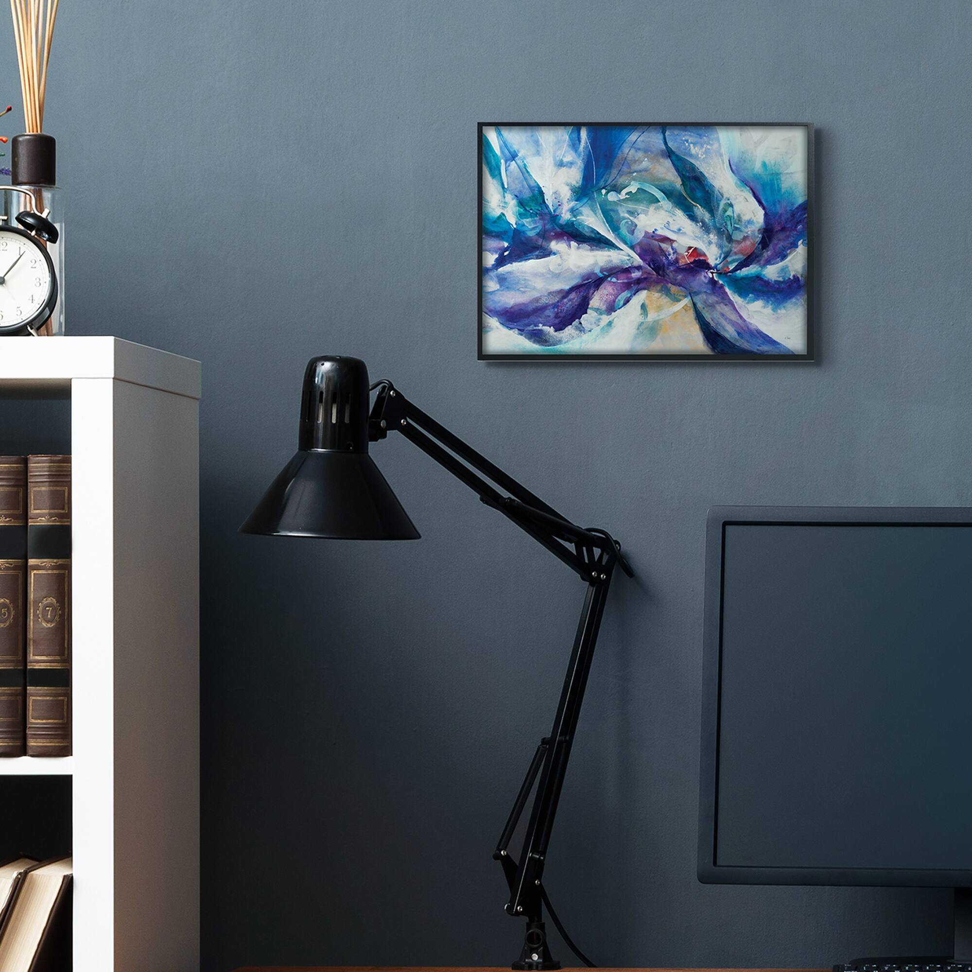 Stupell Industries Underwater Scene Abstract Swirling Blue Purple Details in Frame Wall Art