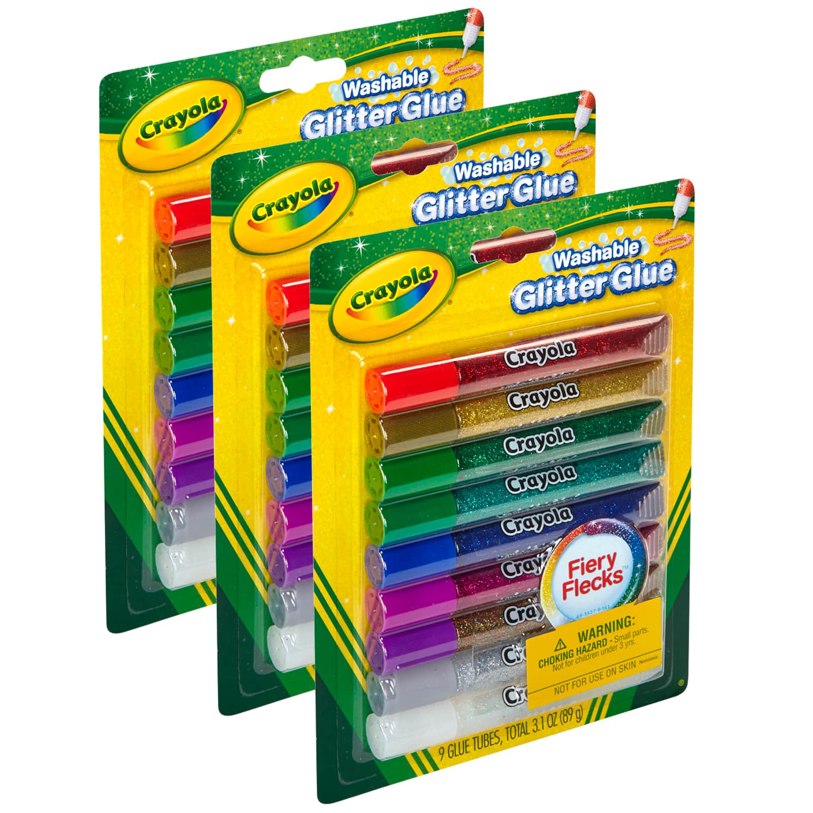 8 Packs: 3 Packs 9 ct. (216 total) Crayola&#xAE; Bold Washable Glitter Glue with Fiery Flecks&#x2122;