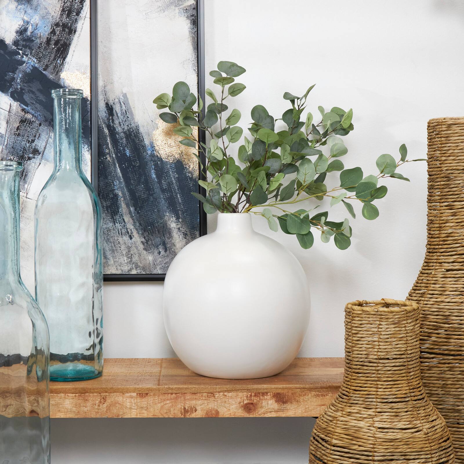 17&#x22; Modern Round Ceramic Vase
