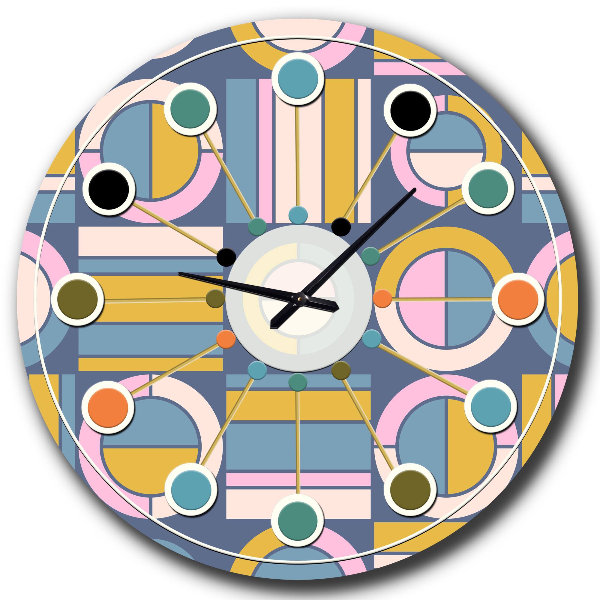 Designart &#x27;Retro Circular Design I Mid-Century Modern Wall Clock