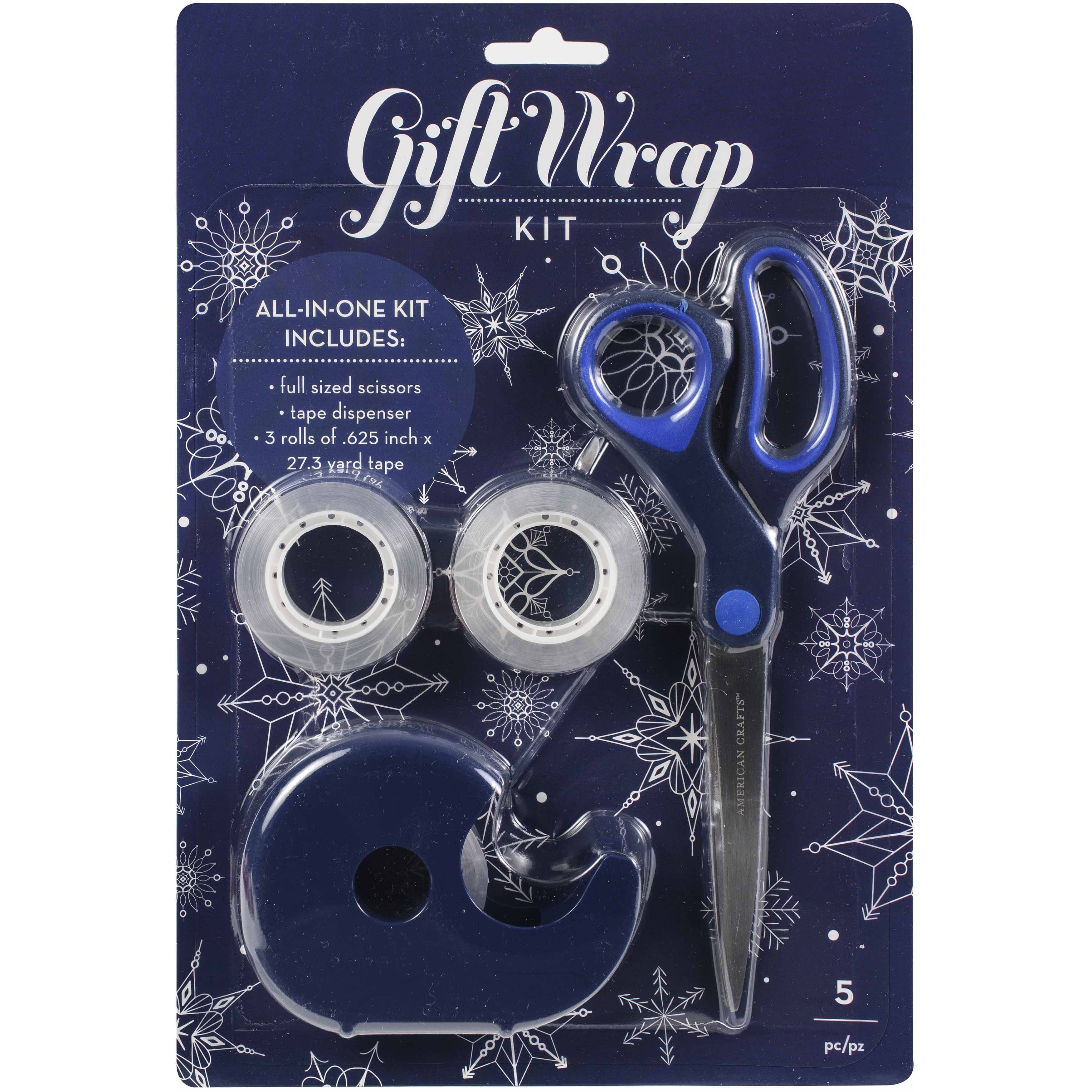 AC Gift Wrap Essentials Scissors And Tape Pack 5/Pkg-Navy Snow, 1