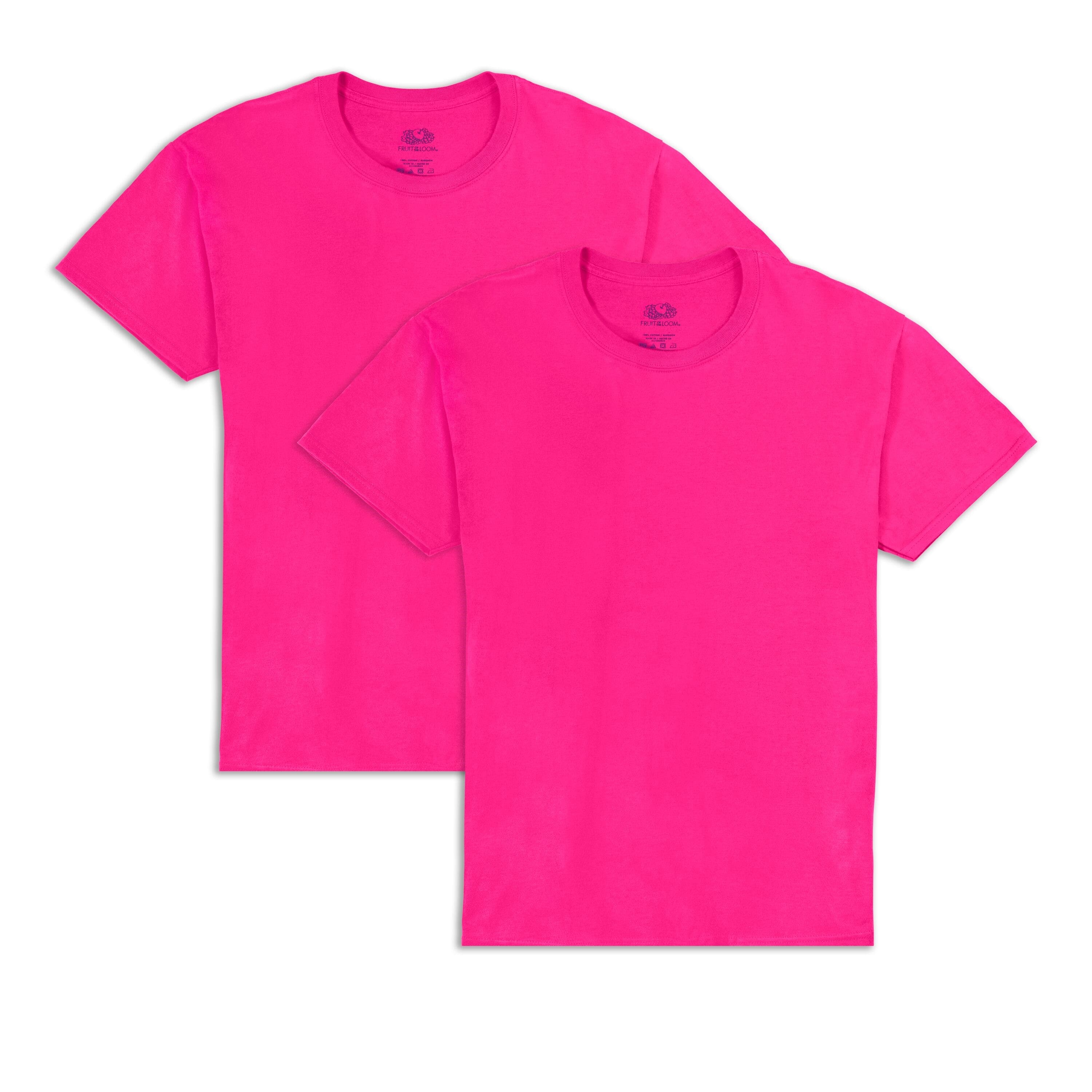 Fruit of the Loom EverSoft Mens Short Sleeve Crew T-Shirt 2 ct in Cyber Pink | 2XL